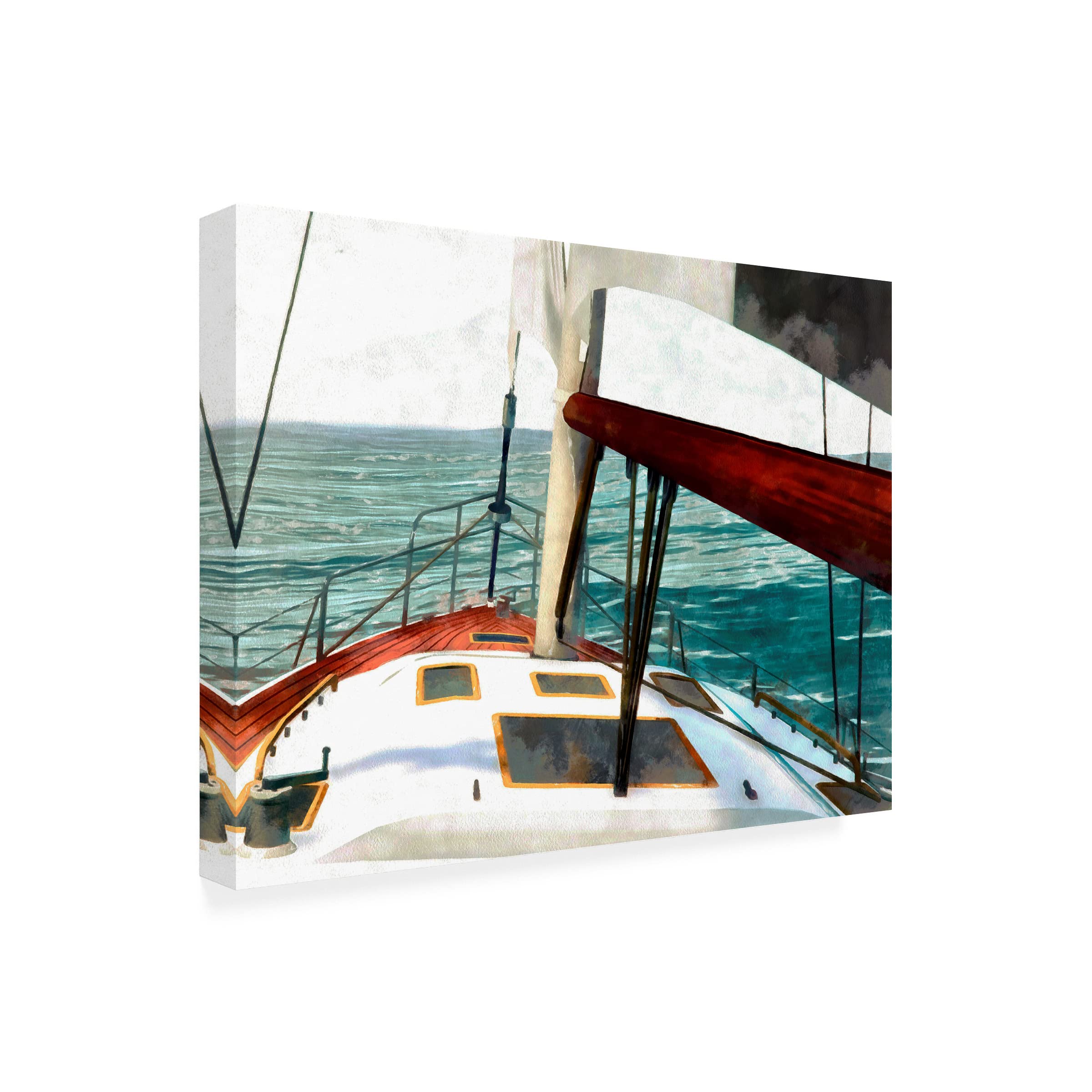 Trademark Fine Art 'Sailing The Seas II' Canvas Wall Art by Alonzo Saunders - Nautical Decor for Living Room, Bedroom & Office