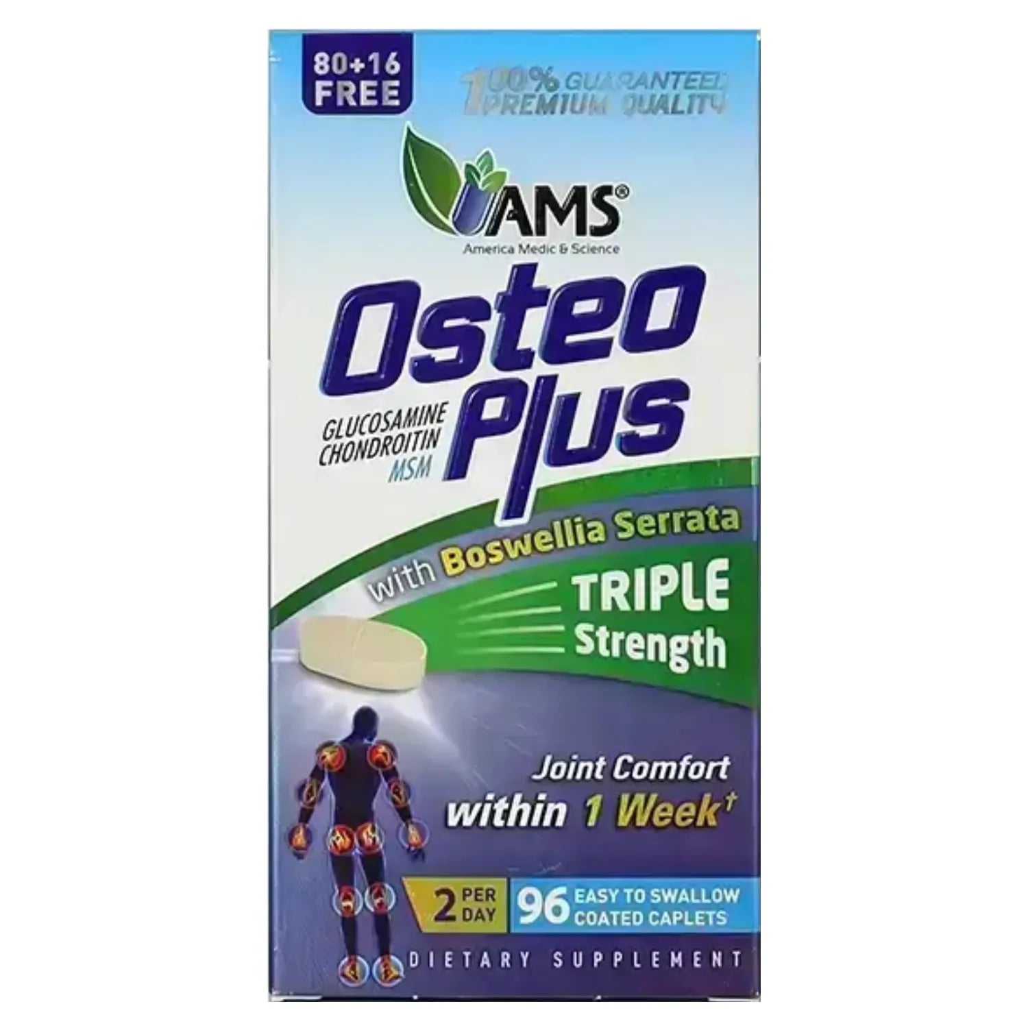 AMS Osteo Plus Capsules 96 Count - Premium Bone & Joint Support Supplement with Calcium, Vitamin D & Collagen - Supports Healthy Bones, Joint Mobility & Strength for Active Adults & Seniors (Ideal for Post-Workout Recovery & Daily Wellness)