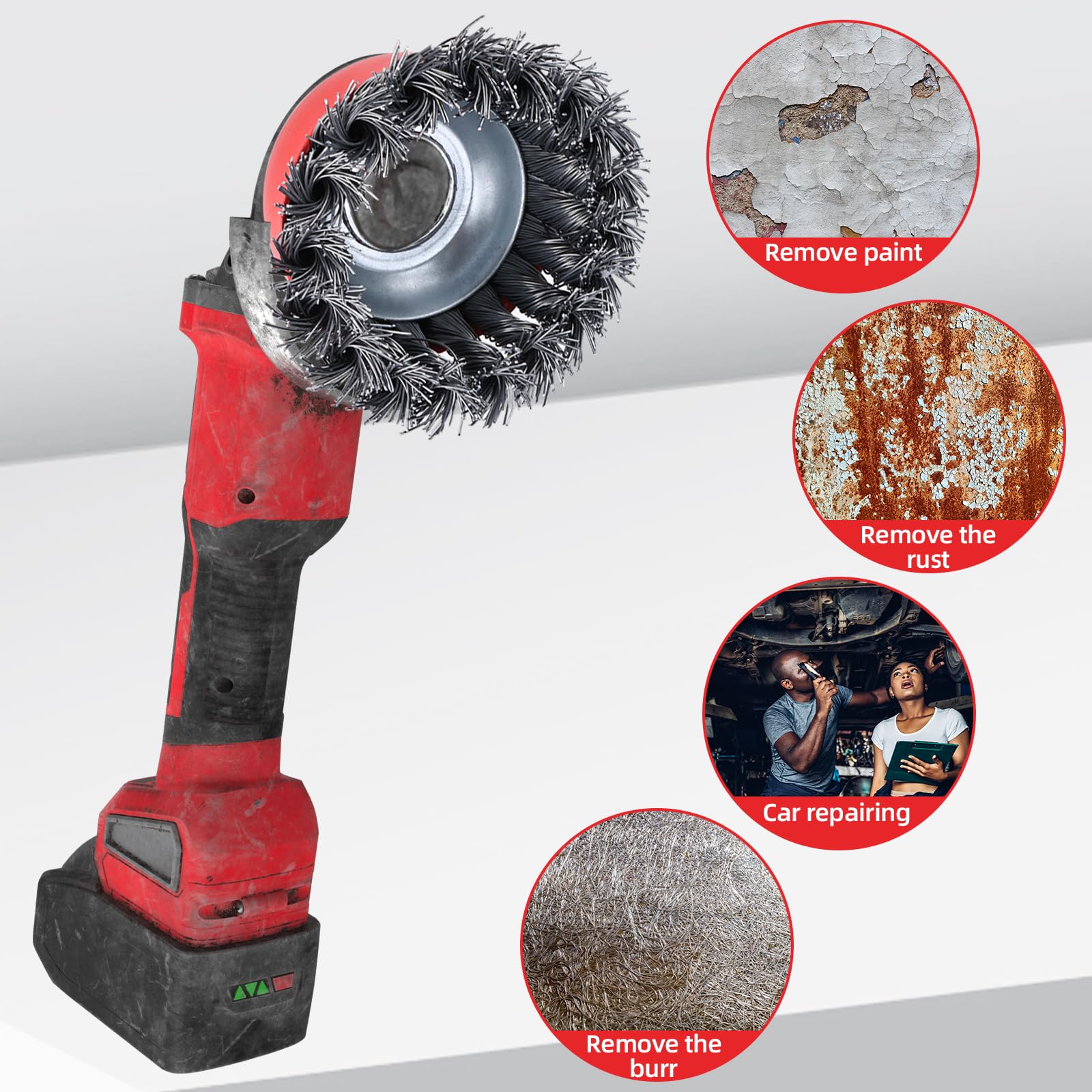 4 Inch Twisted Knotted Wire Cup Brush for Angle Grinder - 5/8