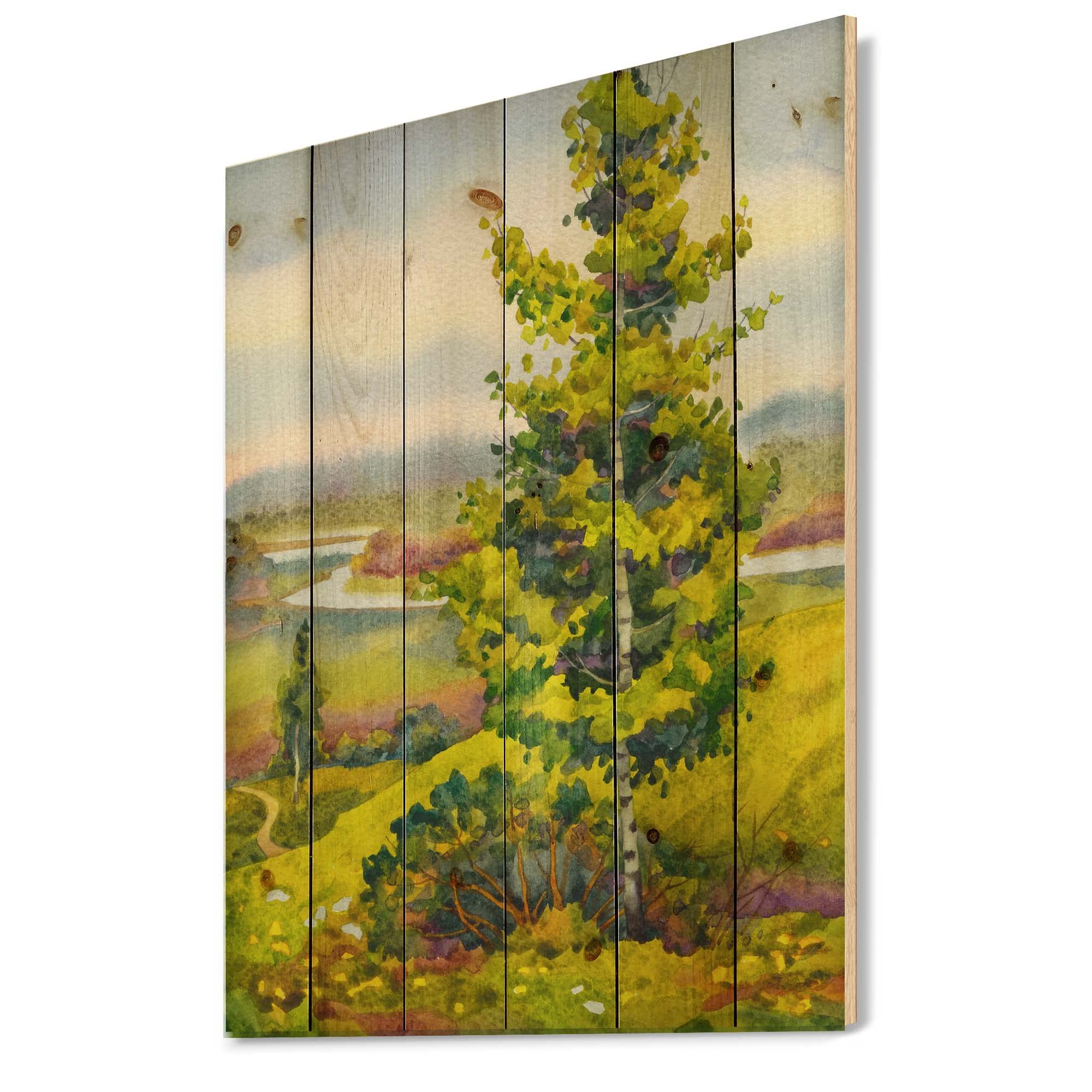 Vibrant Orange Birch Lake House Wood Wall Decor - Nature-Inspired Pine Art for Living Room & Bedroom