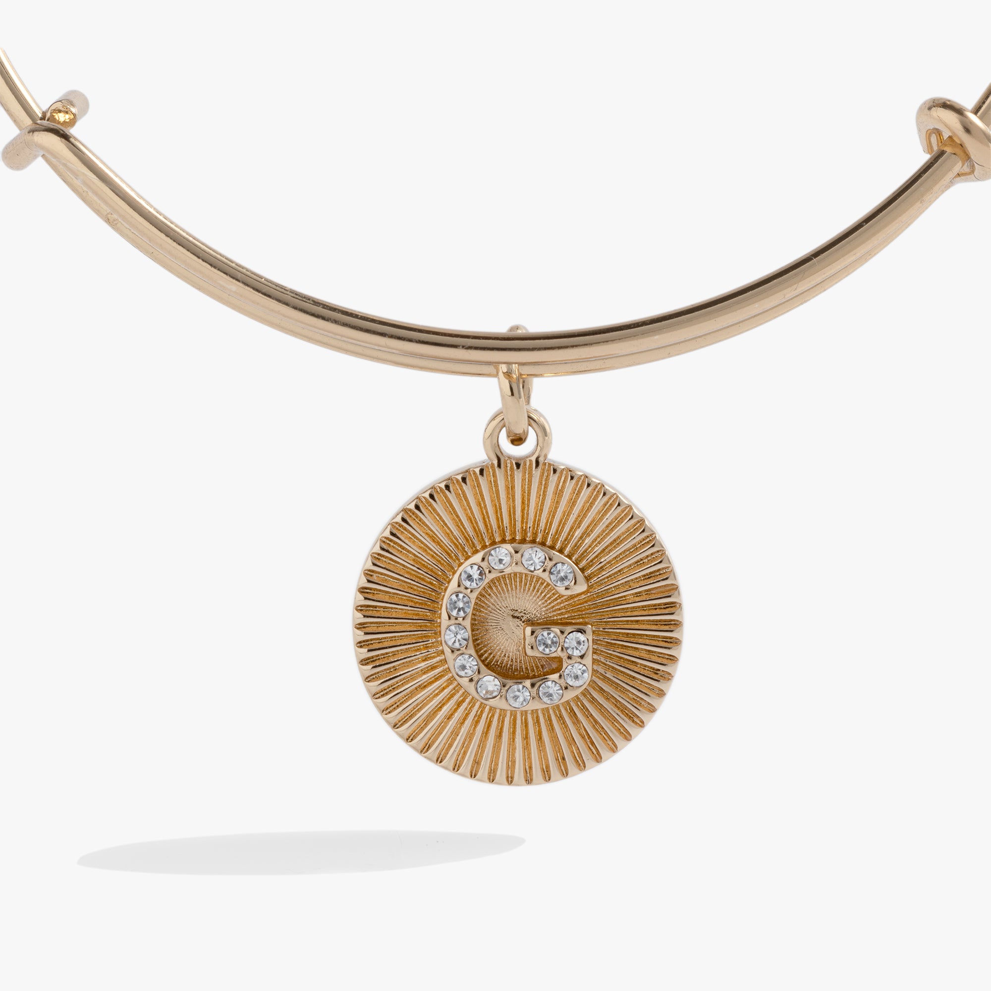 Initial G Pave Starburst Texture Bangle - Elegant Gold-Plated Bracelet for Women | Perfect for Parties, Weddings & Everyday Wear