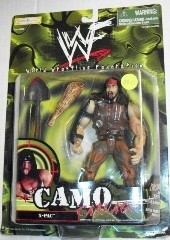 1999 WWF Jakks Pacific Camo Carnage Series 1 X Pac Action Figure - Vintage Wrestling Collectible (No Gun Accessories) | Perfect for WWF Fans, Toy Collectors & Display Shelves