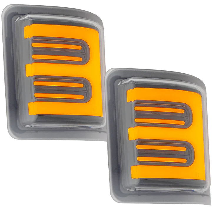 Ford 08-16 Super Duty F250/F350 Side Mirror Lenses (2-Piece Set) - Ultra Bright White/Amber Running Lights & Amber Turn Signals - Smoked/Clear Lens - Upgrade for Night Driving & Enhanced Visibility