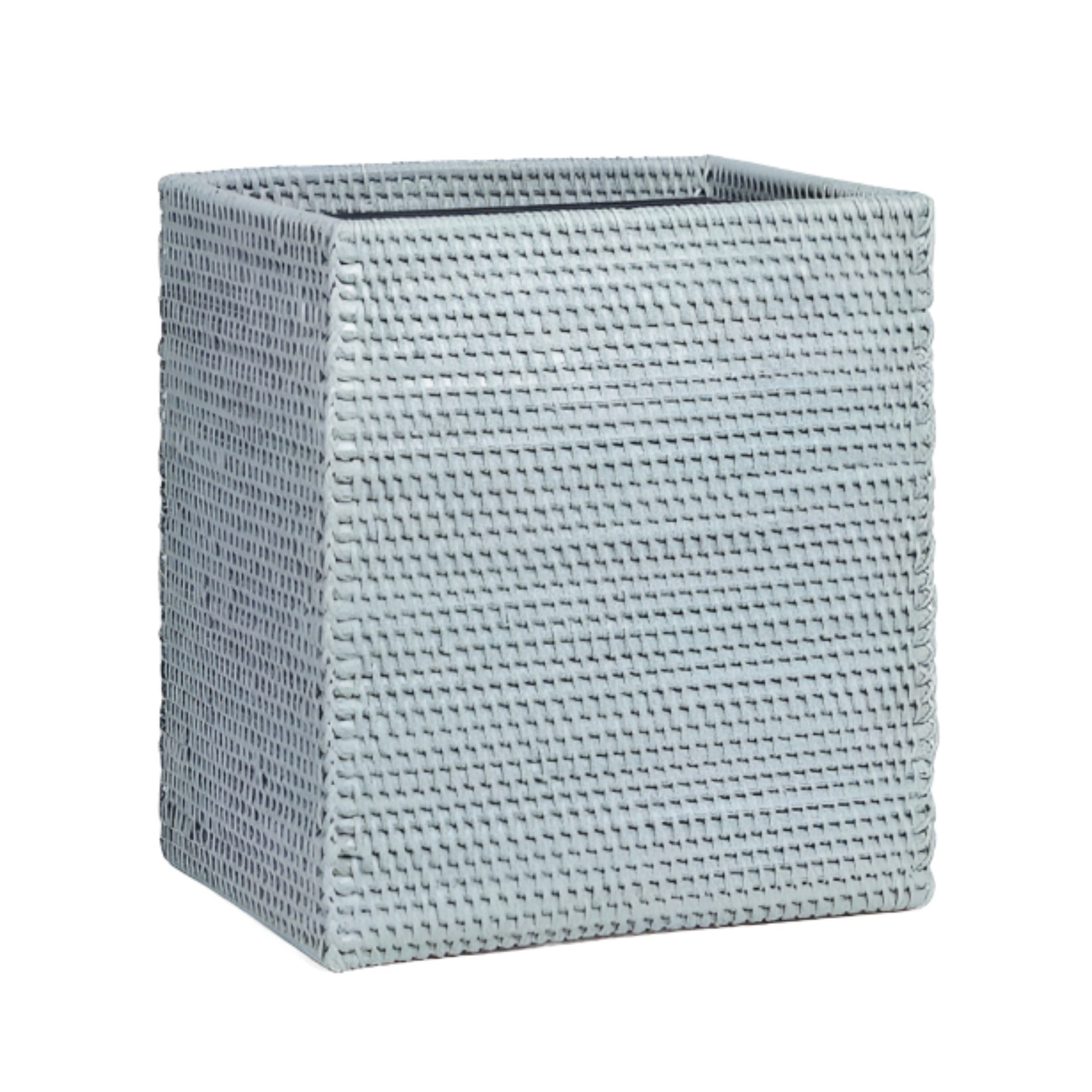 Dalton Light Gray Rattan Wastebasket - Stylish Eco-Friendly Trash Can for Home, Office & Bathroom Decor