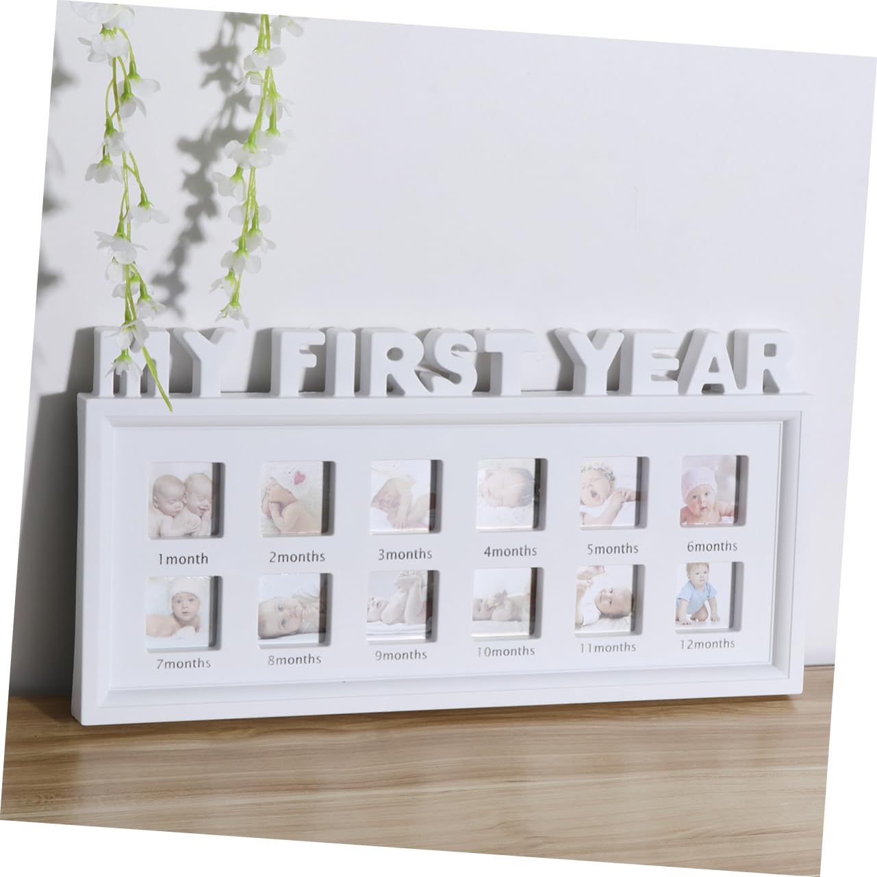 VICASKY 2-Pack 12 Month Photo Frame Set - White Collage Picture Frame for Baby's First Year, Family Memories, Anniversary Gifts - Perfect for Nursery, Living Room, Office Decor