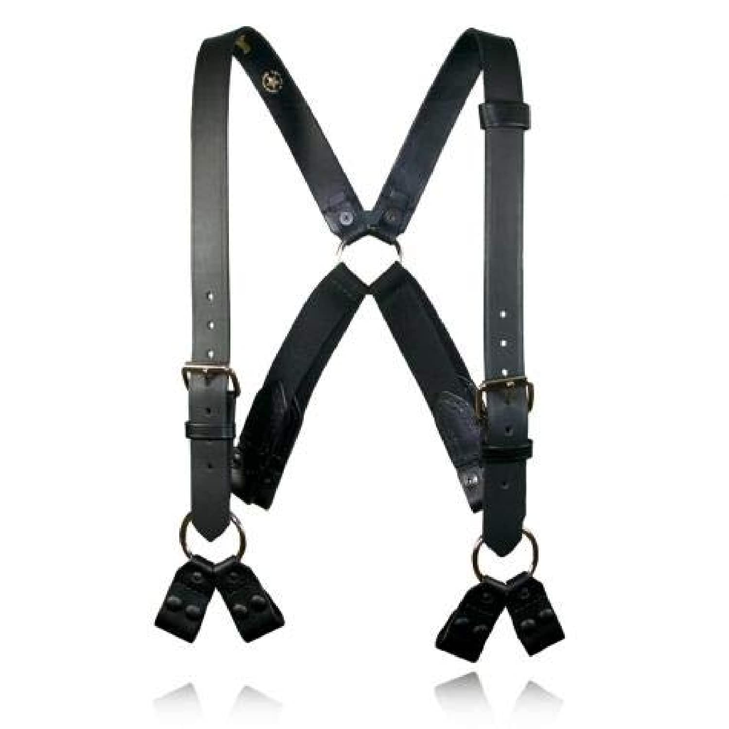 Premium Boston Leather Fireman's Suspenders - 8-Point Loop Attachment for Firefighters & First Responders - Durable Work Suspenders for Firefighting Gear & Uniforms