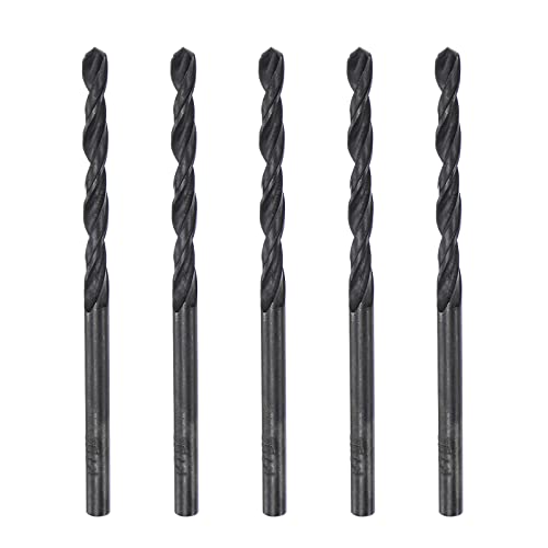 High Speed Steel Straight Shank Twist Drill Bit Set - 3.3mm Diameter, 65mm Length, 5-Piece Black Oxide Coated Drill Bits for Metal, Wood & Plastic - Perfect for DIY Projects, Home Repair & Professional Use
