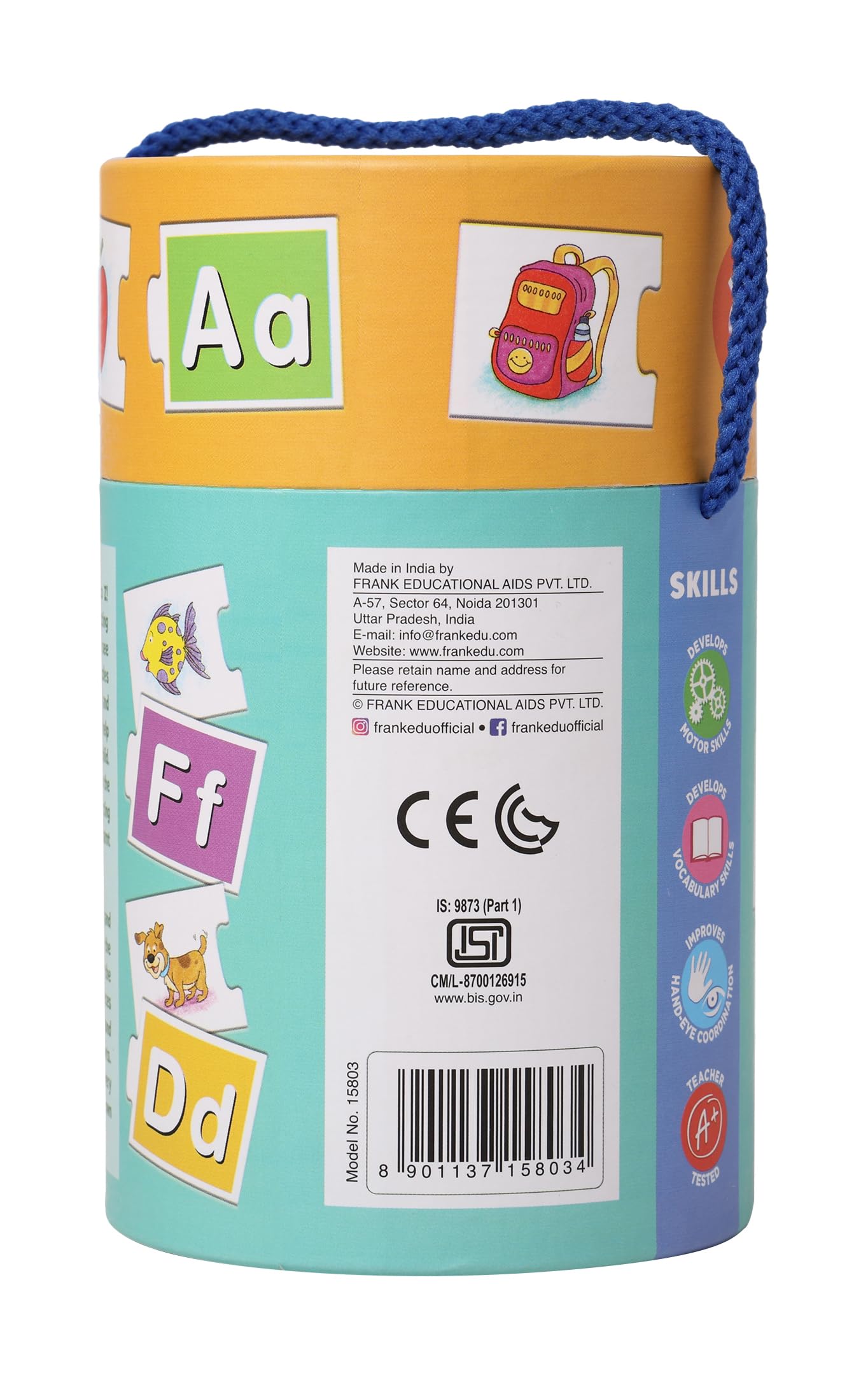 Frank Alphabet Capital & Small - Cylindrical Jigsaw Puzzle for Kids Ages 2+ | Fun & Challenging Educational Toys to Boost Focus & Memory | Perfect Gift for Toddlers Boys & Girls | Great for Preschool Learning, Birthday Parties & Family Game Nights