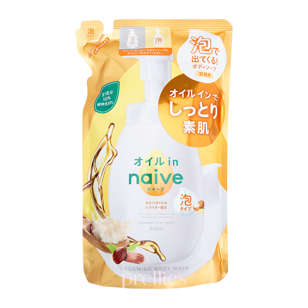 Kracie Naive Foaming Body Soap Refill 480ml - White Bouquet Scent | Oil-Infused Moisturizing Shower Gel for Dry Skin | Perfect for Daily Bath & Relaxing Spa Experience