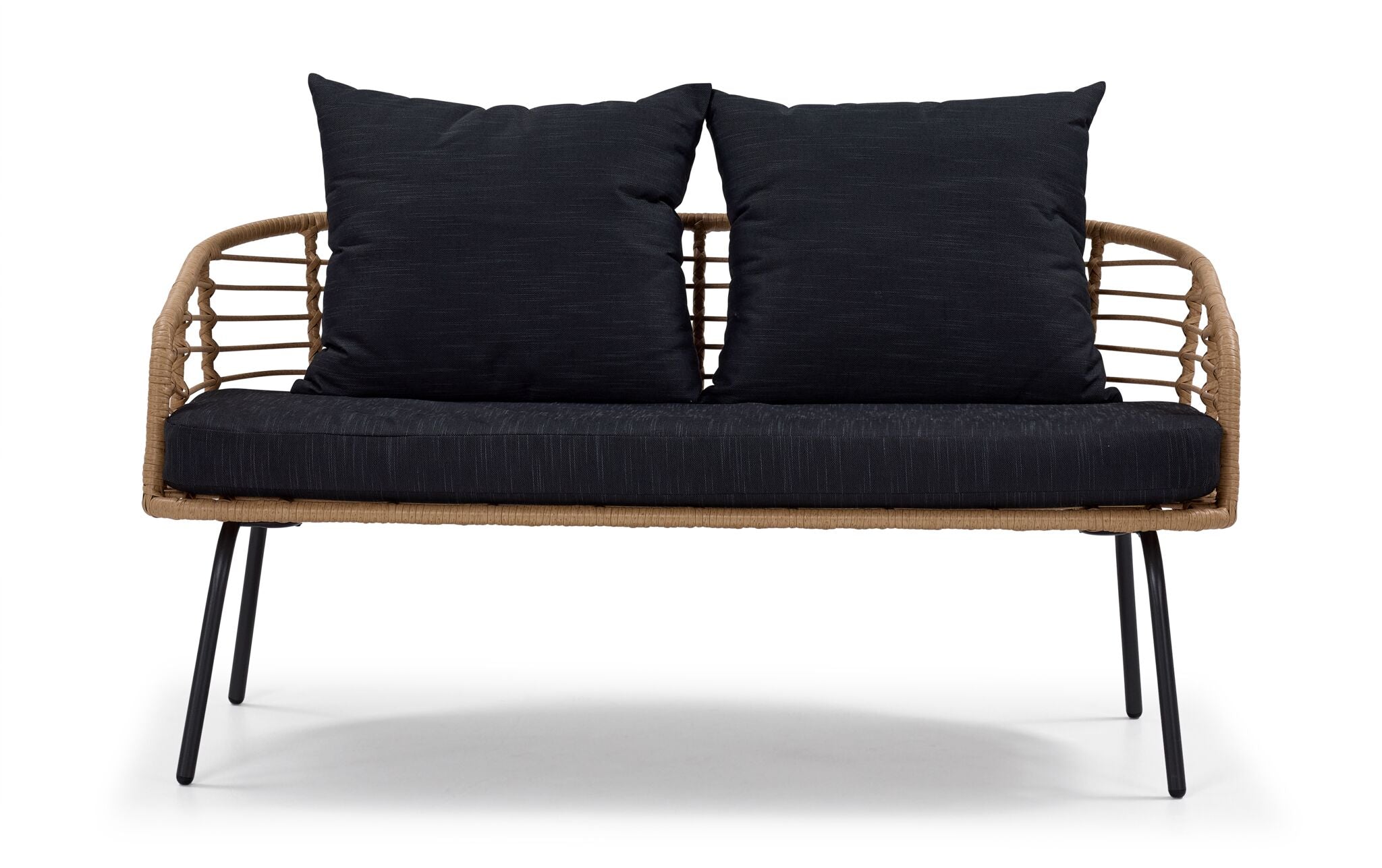 Belize 4-Piece Outdoor Patio Conversation Set - Beige & Black Wicker Furniture for Garden, Backyard, Poolside or Balcony Relaxation