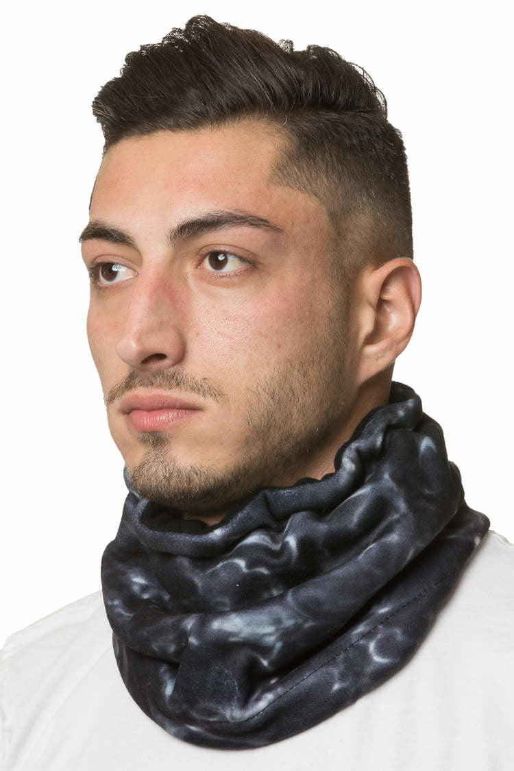 Reversible Camo Polar Fleece Neck Gaiter for Men - Aqua Camouflage Design | Winter Face Mask for Hunting, Skiing & Outdoor Activities