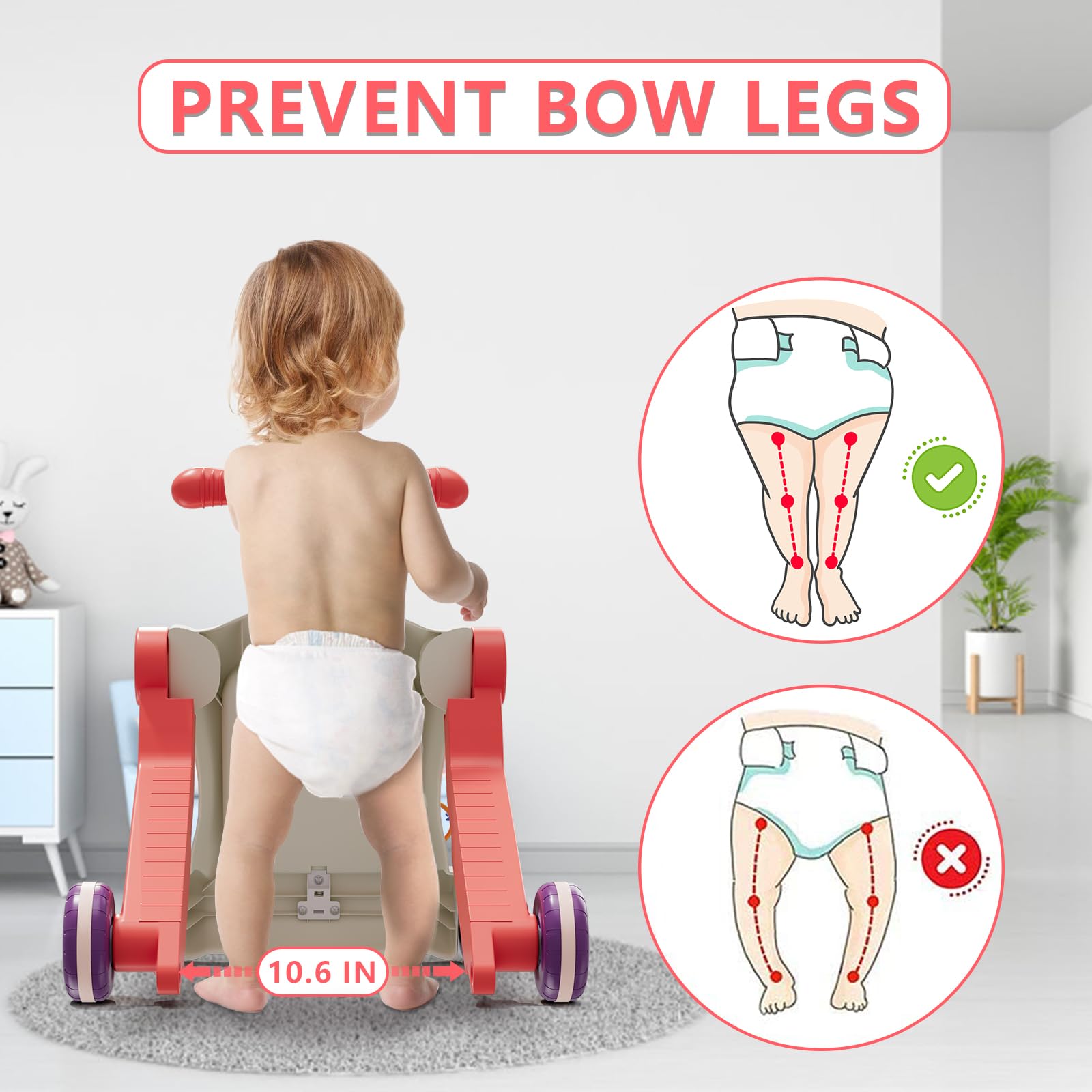 5-in-1 Baby Walker & Activity Center - Learning to Walk Toy for Girls 12+ Months, Perfect Gift for Toddlers - Play & Learn at Home