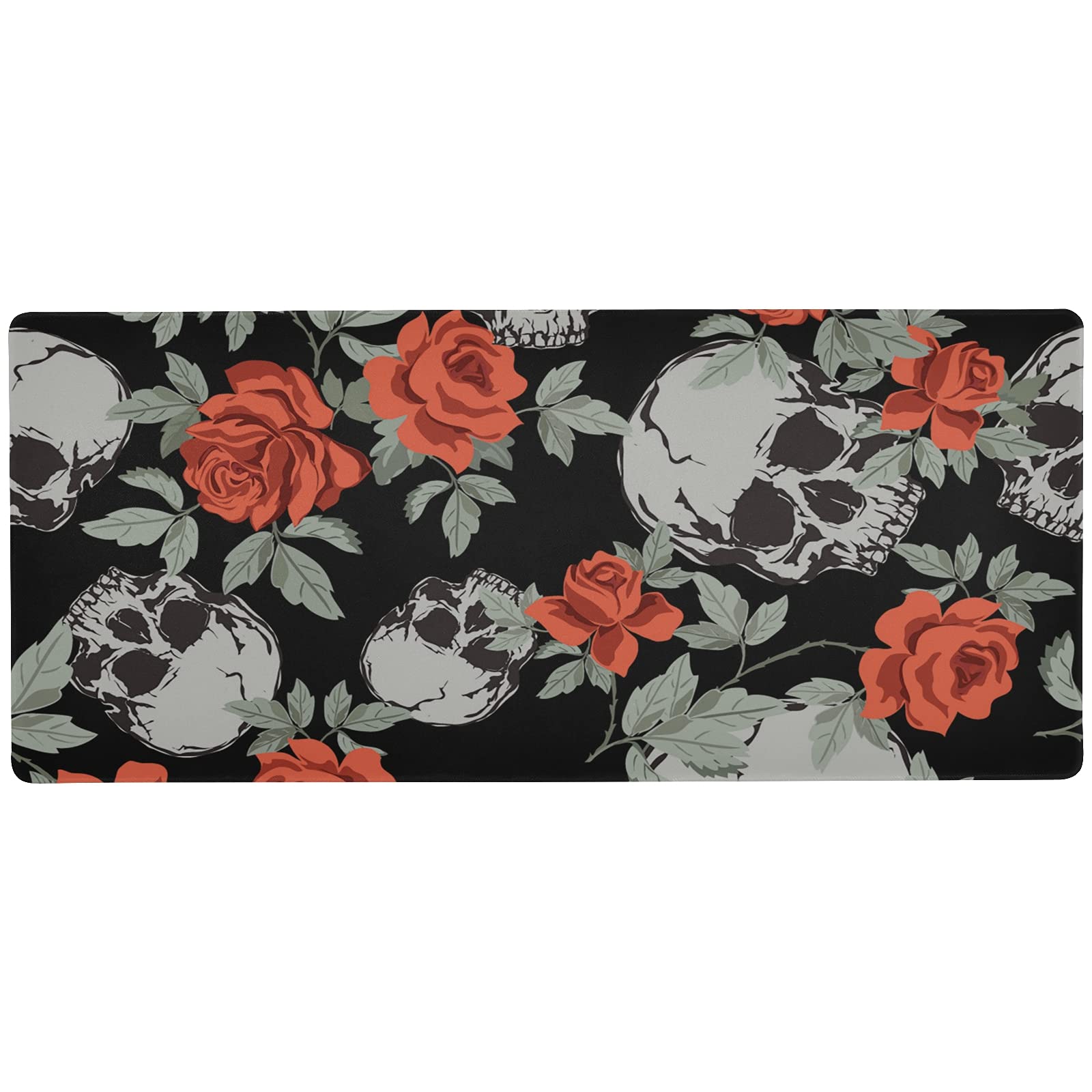 Large Skull Design Extended Gaming Mouse Pad (35.4x15.7x0.12In) - Non-Slip Rubber Base Desk Mat for PC, Laptop, Office & Home Use - Perfect for Gamers, Graphic Designers & Computer Workstations