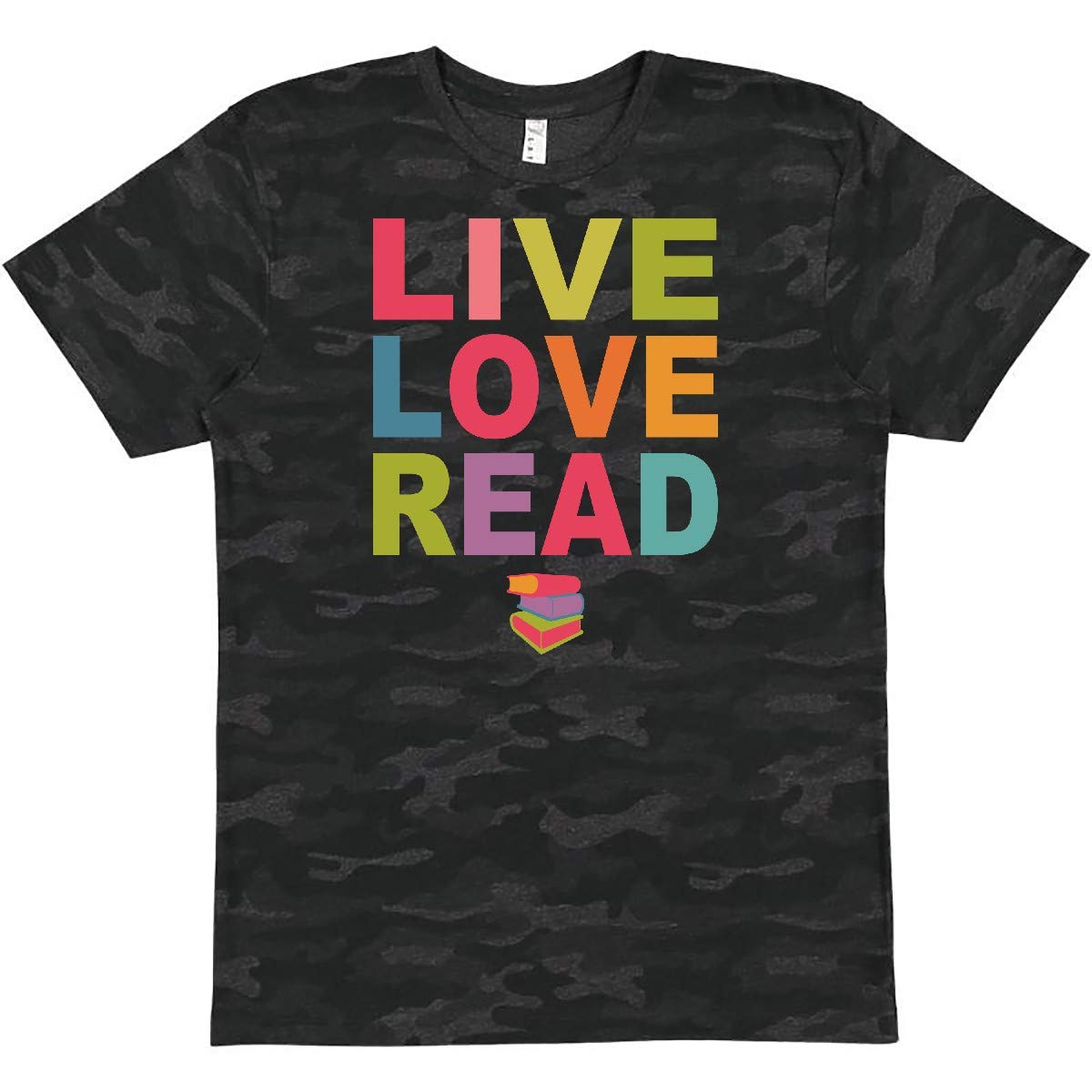 Inktastic Live Love Read Graphic T-Shirt for Women - Comfortable Cotton Tee for Book Lovers, Reading Enthusiasts & Librarians - Perfect for Book Clubs, Library Visits & Casual Wear