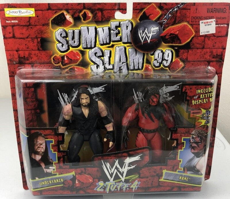 1999 WWF Jakks Pacific 2 Tuff 4 Undertaker & Kane Wrestling Action Figures - Collectible Vintage WWE Toys for Fans, Perfect for Display & Play