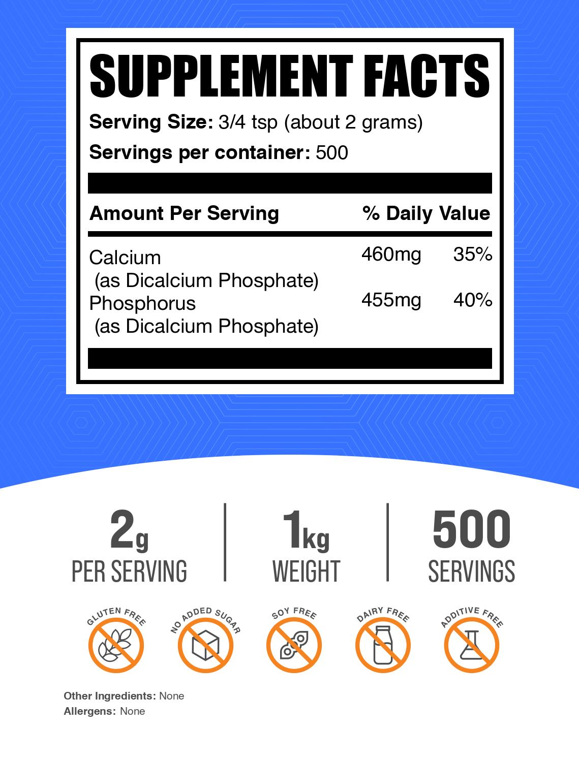 Premium Dicalcium Phosphate (DCP) Powder - Food Grade Calcium Supplement for Baking, Animal Feed & Nutrition - Supports Bone Health & Strong Teeth