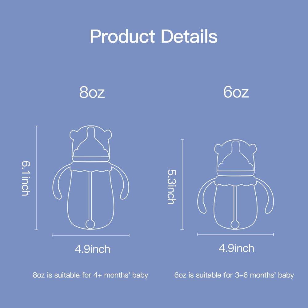 POTATO Glass Baby Bottles 8oz - Anti-Colic Fast Flow Nipple for Breastfeeding - BPA-Free Infant Feeding Bottle with 2 Replaceable Nipples - Perfect for Babies 6-12 Months (Green) - Ideal for Daycare, Travel & On-the-Go Feeding