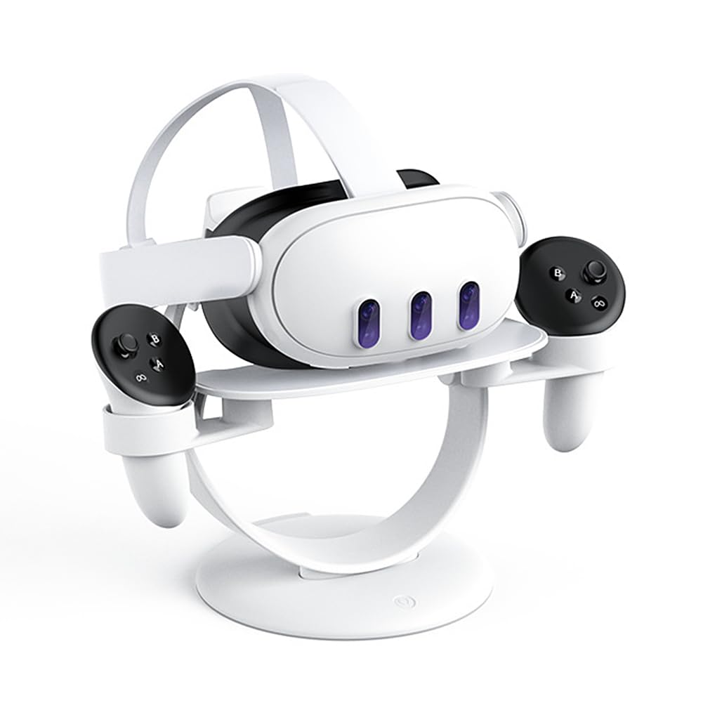 UKETO Stand Holder for Meta Quest 3, VR Headset Charging Station with LED Light, Stable Display Mount for VR Headset & Controllers - Perfect for Gaming, Home Theater & Virtual Reality Setup