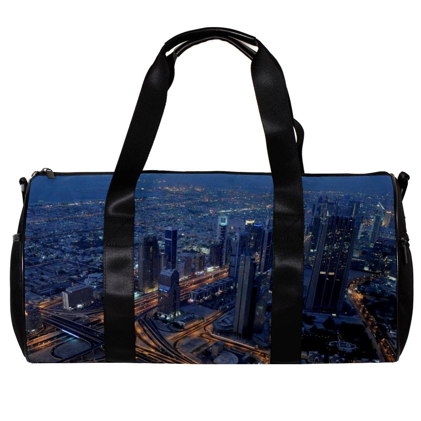 Premium Gym Duffle Bag for Men & Women - Large Capacity Overnight Weekender Travel Bag with City Roads Highway Design - Perfect for Workout, Gym, Travel & Weekend Getaways