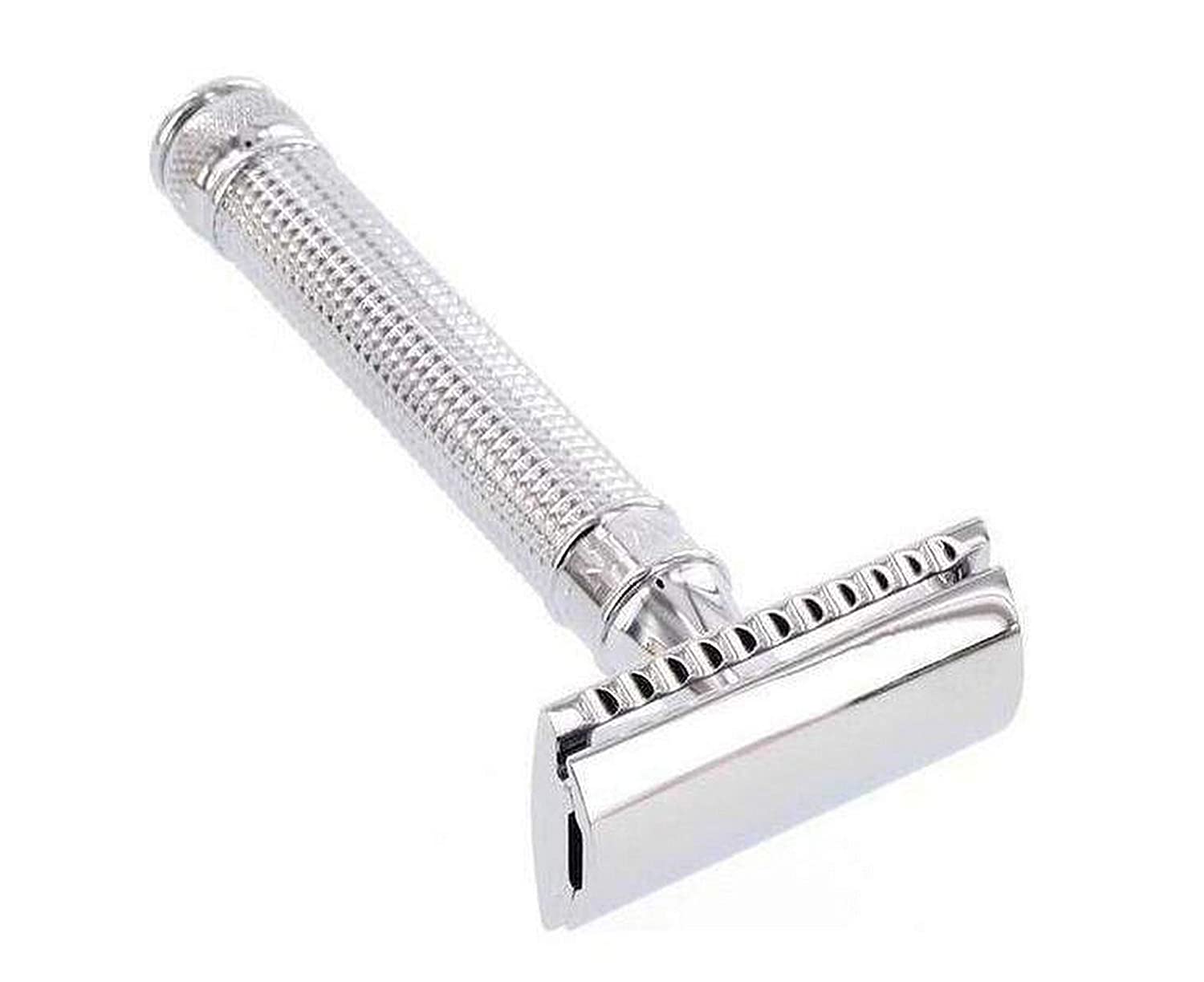 Edwin Jagger Double Edge Safety Razor - Chrome Plated 3D Diamond Handle for Men | Classic Wet Shaving & Grooming Gift Set for Home & Travel