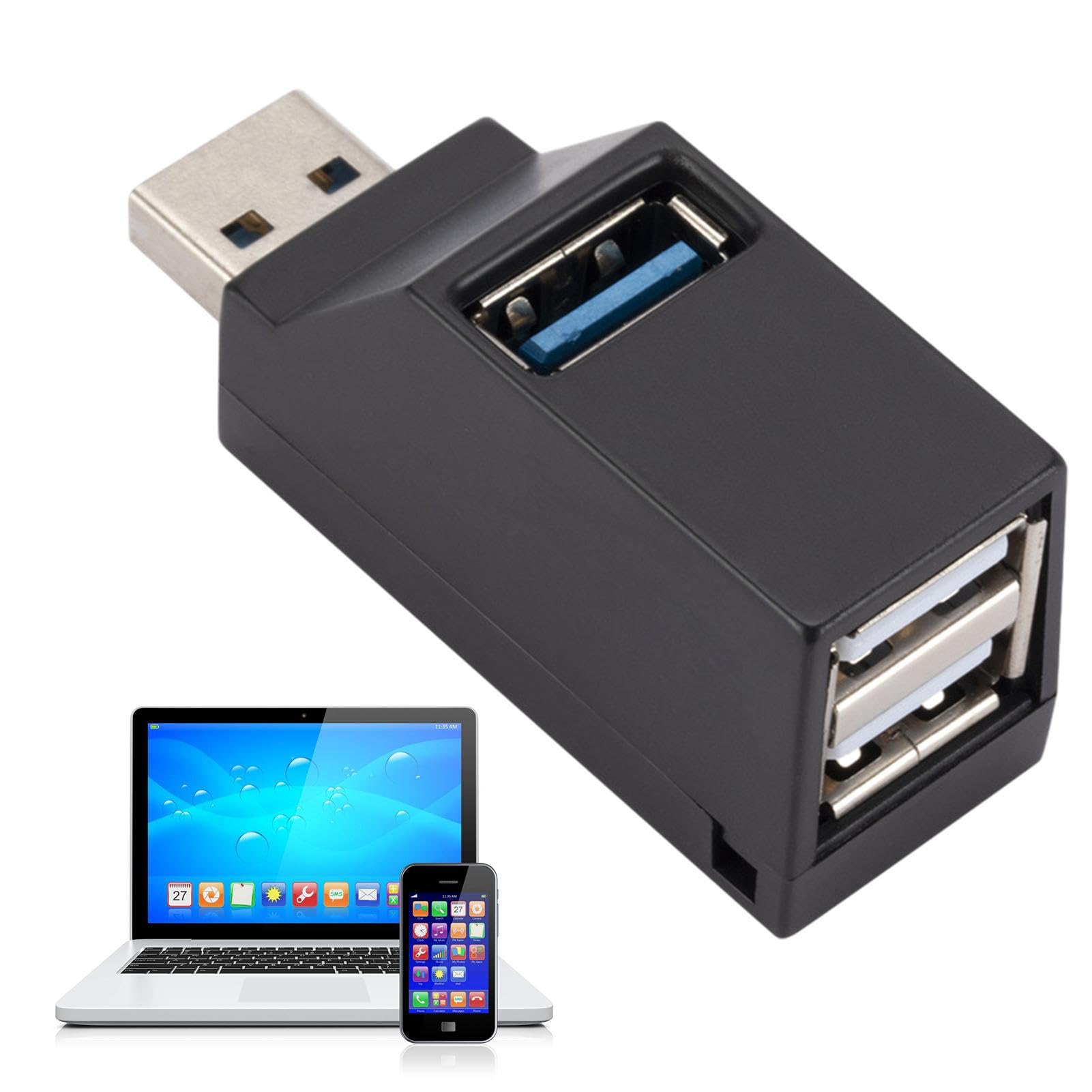 lembrd USB 3.0 Hub Splitter - 3-Port High-Speed Hub for Laptop, PC, Mouse, Keyboard, U Disk - Ideal for Home Office, Gaming, and Travel
