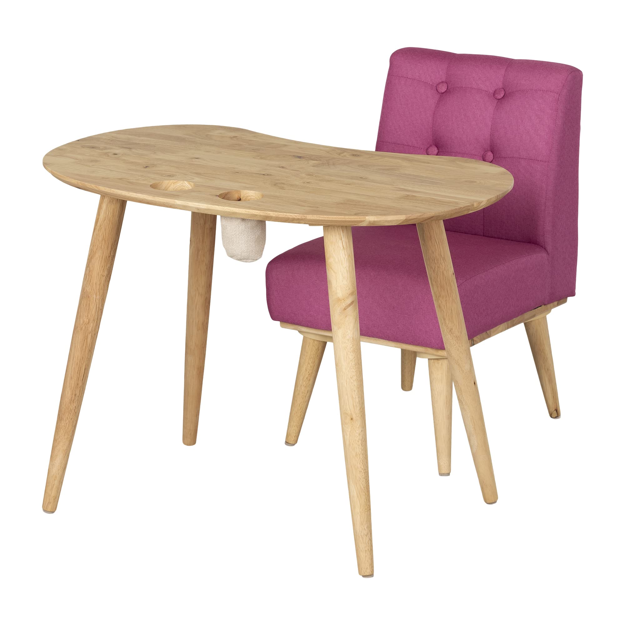 South Shore Sweedi Kids Table and Chair Set - Natural & Pink Wooden Play Furniture for Toddlers | Perfect for Playroom, Classroom, and Home Learning Activities