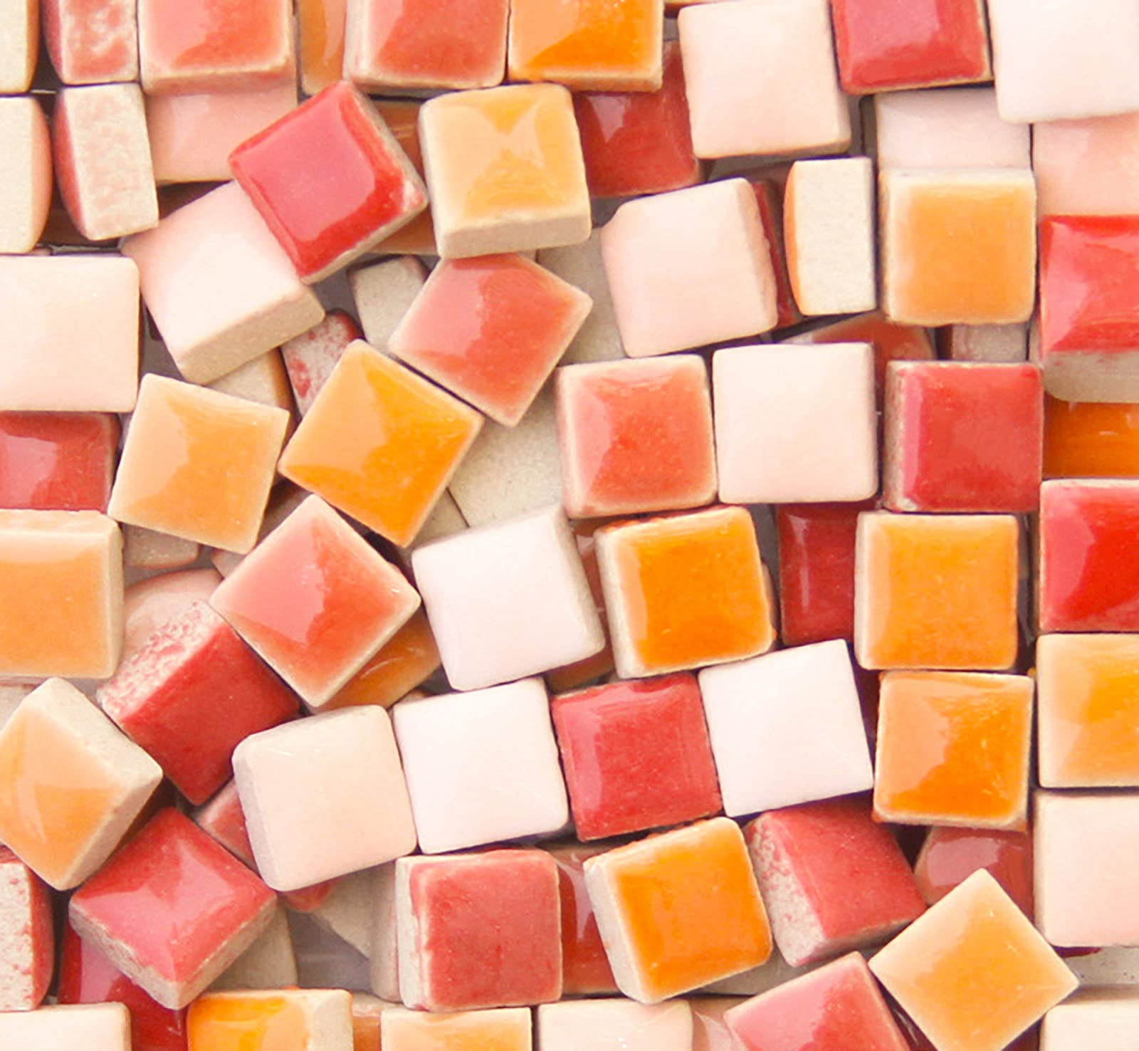 200-Piece Ceramic Mosaic Tile Set (1x1cm) - Red & Orange Mix for DIY Home Decor, Crafts, Picture Frames, Flower Pots & Tableware - Perfect for Kitchen Backsplash, Bathroom Wall Art & Creative Projects