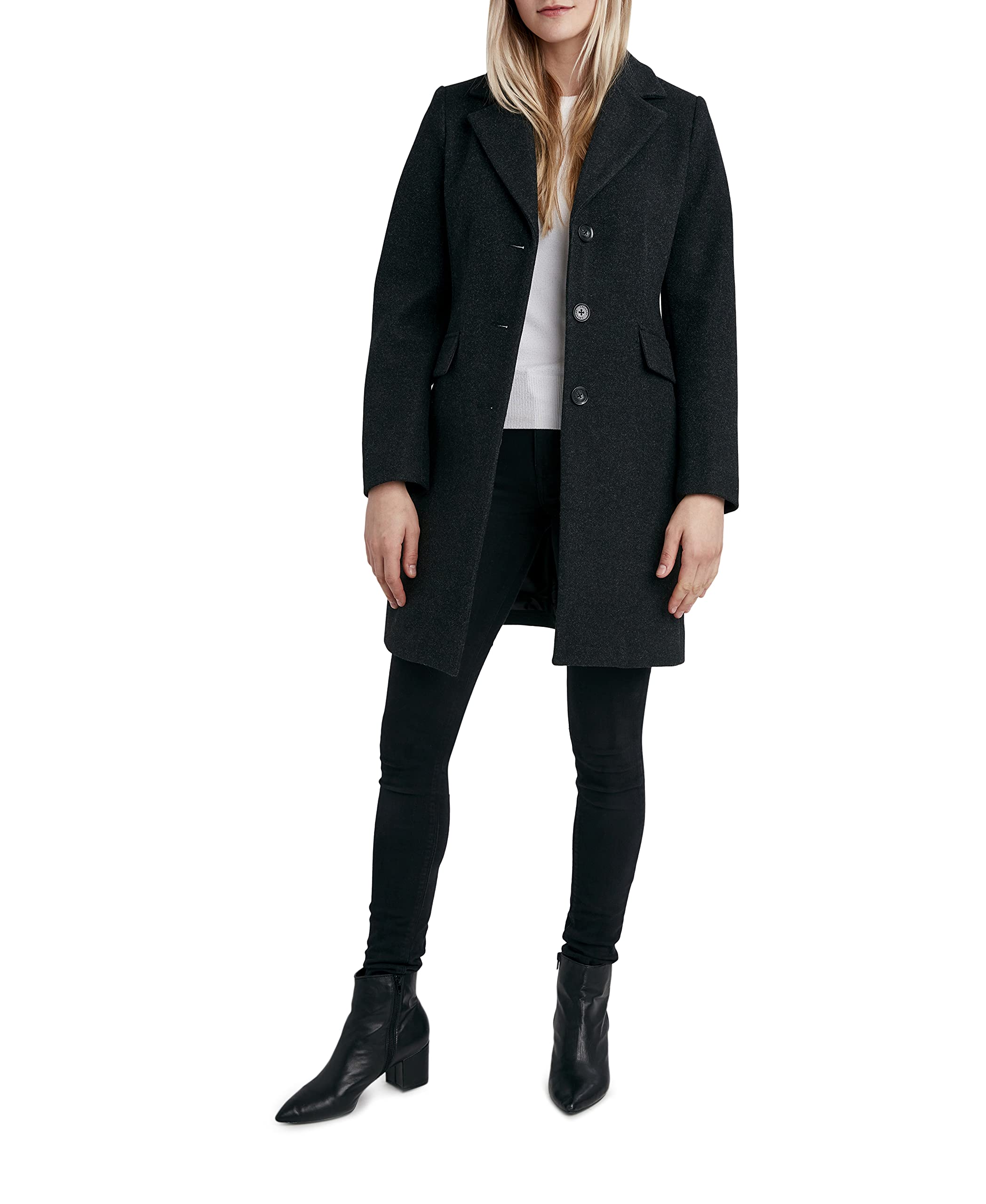 Shelli Segal Women's Faux Wool Coat with Notch Collar - Stylish Winter Outerwear for Casual & Office Wear