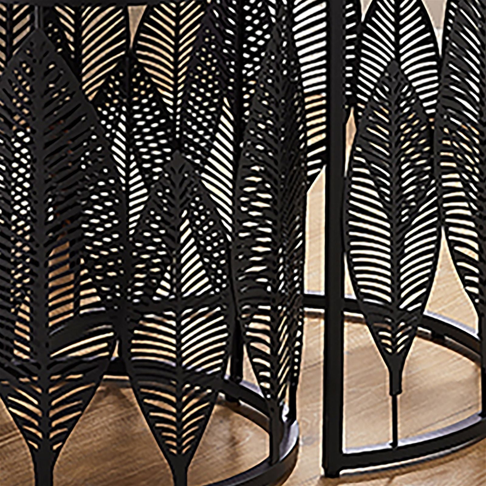Criterion Black Glass Top Leaf Nested Coffee Tables 520mm - Modern Metal Frame Set for Living Room, Lounge & Office Decor