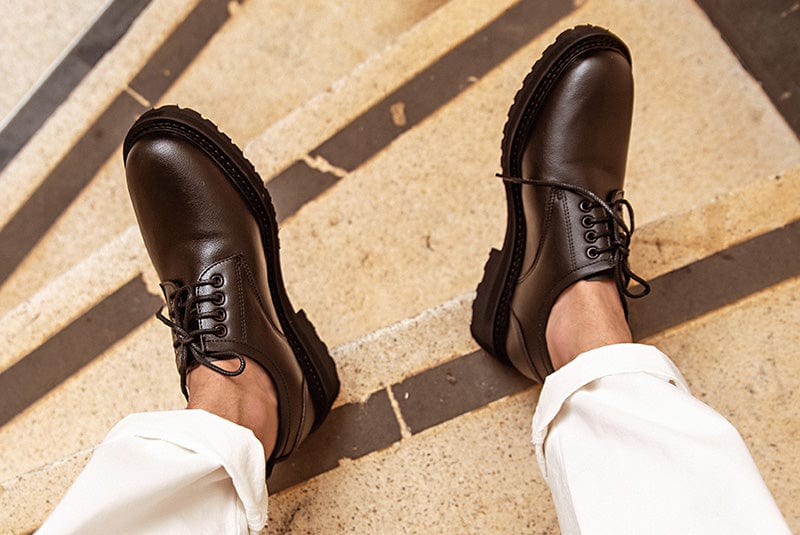 Vegan Leather Derby Shoes for Men & Women - Comfortable Unisex Casual Shoes in Black | Perfect for Office, Walking & Daily Wear