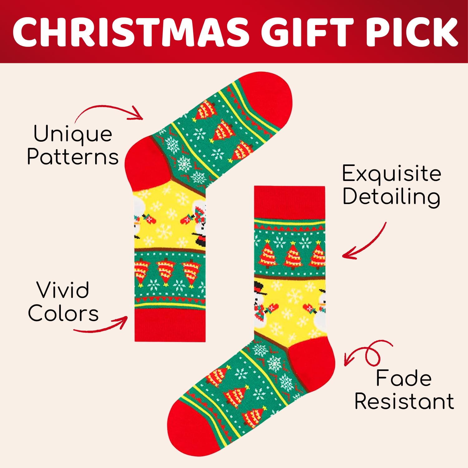 HappyPop Christmas Stocking Socks for Kids & Adults - 4 Pack Holiday Novelty Socks for Women, Men, Boys & Girls | Perfect for Xmas Gifts, Stocking Stuffers & Winter Party Favors