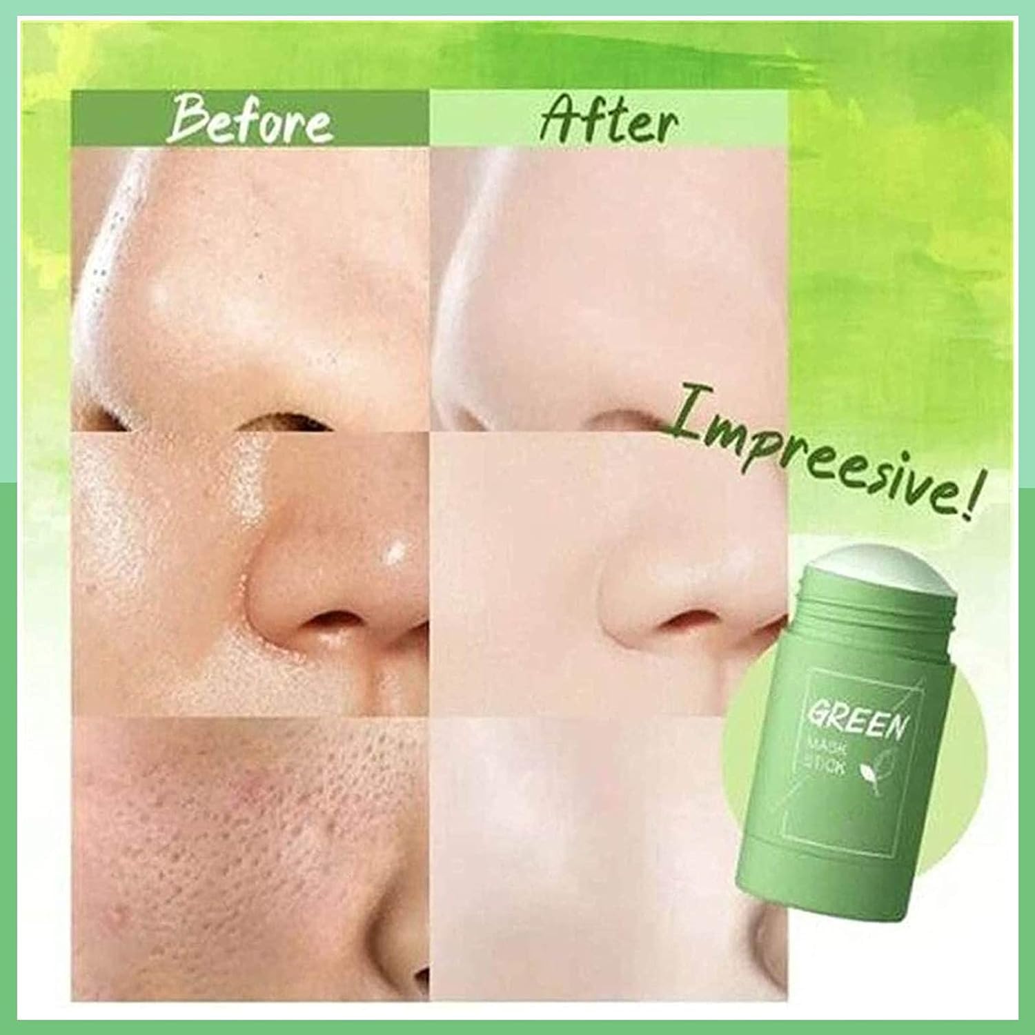 BSBDA Green Tea Cleansing Mask Stick - Deep Pore Cleanse for Blackheads & Whiteheads | Oil Control & Anti-Acne Treatment | Face Mask Stick for Men & Women | Perfect for Travel & Daily Skincare Routine