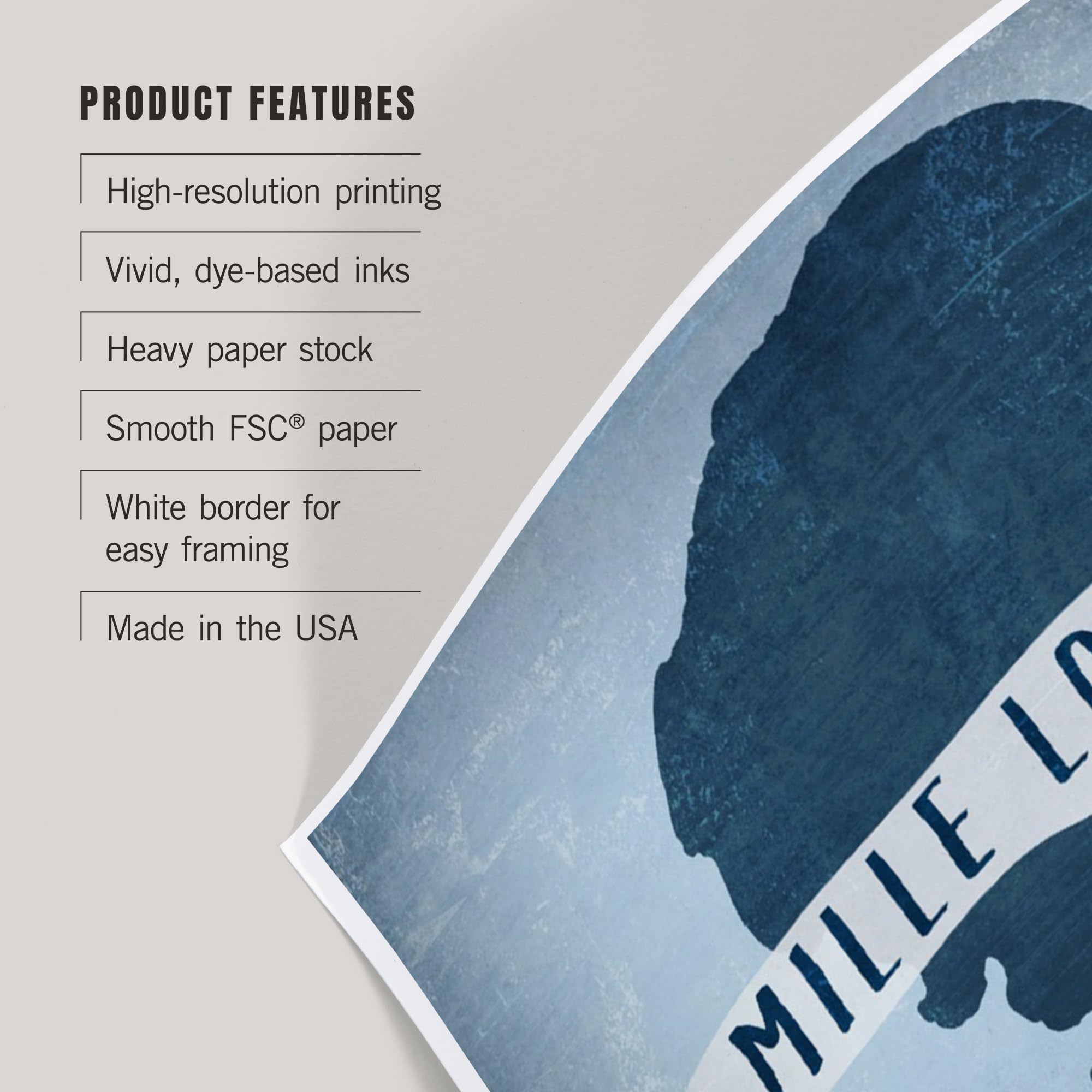 Lantern Press 12x18 Inch Mille Lacs Lake Minnesota Art Print - Lake Essentials Wall Decor with Lake Shape & Acreage Details - Perfect for Home, Office or Cabin Decoration