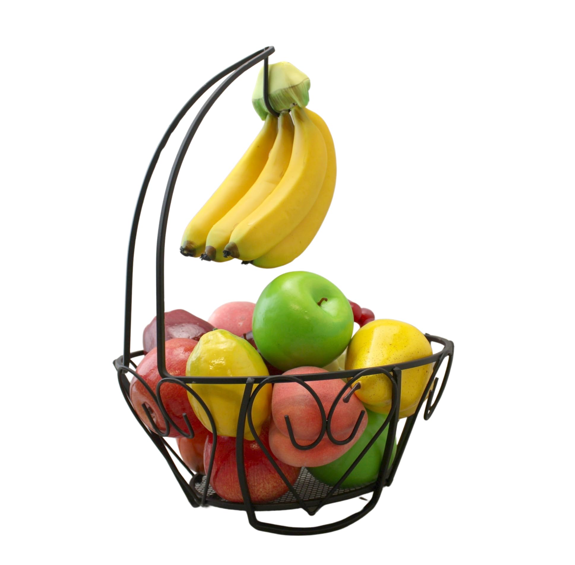 Black Matte Fruit Tree Bowl with Banana Hanger - Stylish Kitchen Countertop Organizer for Fruits, Bananas & Snacks | Perfect for Dining Room, Pantry & Breakfast Nook Decor