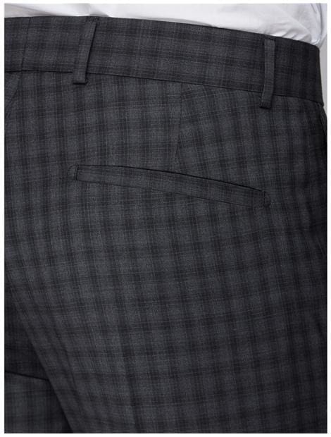 Gibson Grey Mini Check Slim Fit Suit Pants for Men - Formal Office Wear & Business Attire - Perfect for Weddings, Interviews and Professional Events