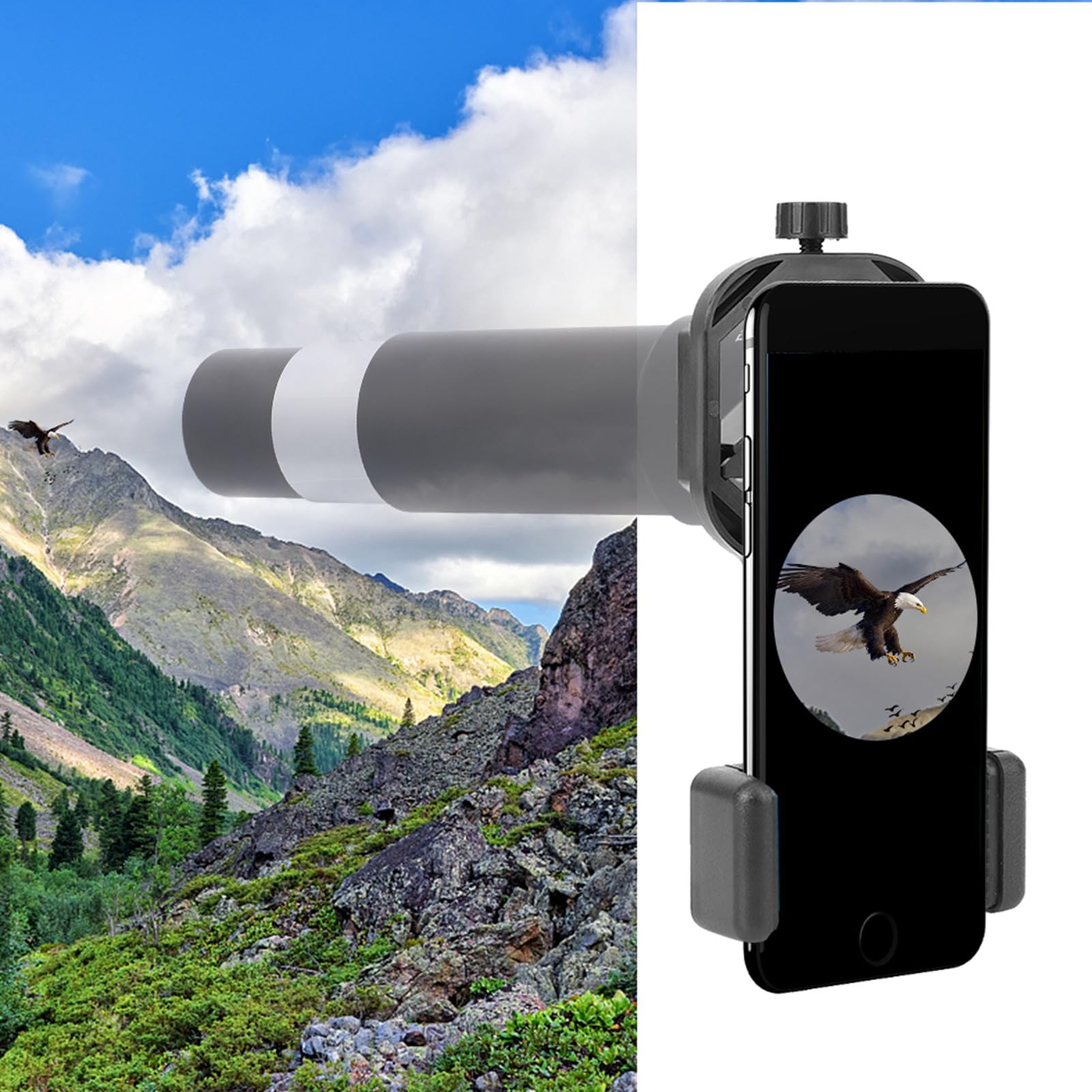 Telescope Phone Adapter - Universal Smartphone Mount for Binoculars & Monoculars | Durable Plastic Phone Bracket (Black) | Perfect for Stargazing, Bird Watching & Outdoor Adventures