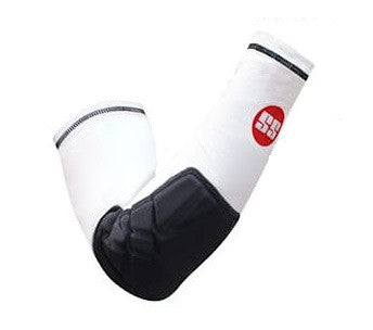 Elbow Support Sleeves for Weightlifting & CrossFit - Embossed Compression Arm Sleeves (White & Black) - Reduce Joint Pain & Improve Performance During Workouts