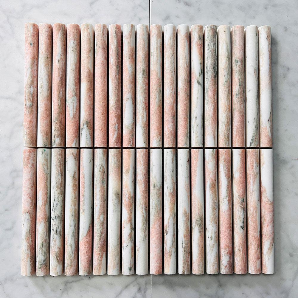 Athena Round Norwegian Rose 152x15x12 Honed Marble Mosaic Tile (Per Sheet) - Premium Natural Stone for Bathroom, Kitchen Backsplash & Flooring