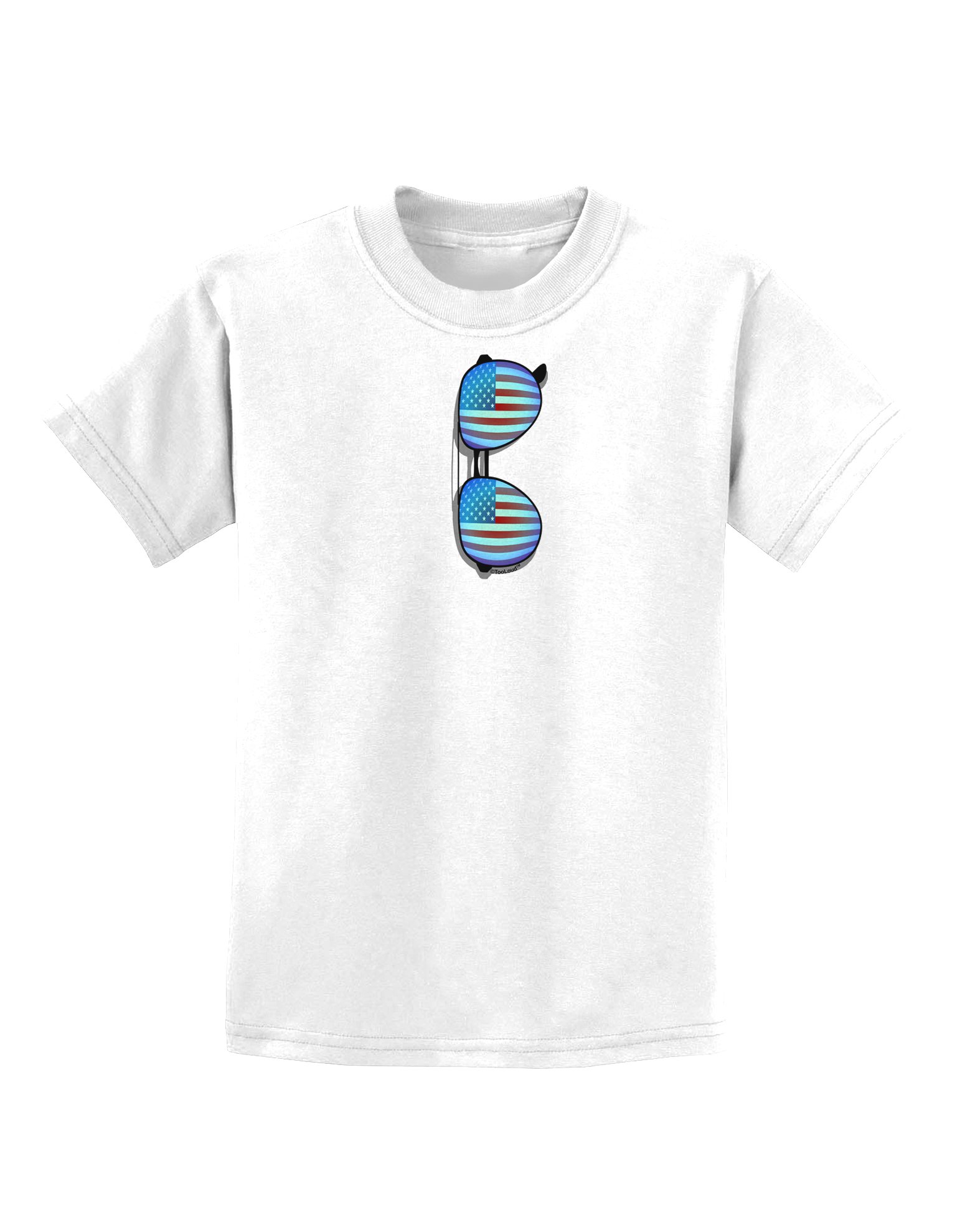 Blue American Flag Aviator Sunglasses Kids T-Shirt - Patriotic Summer Outfit for Boys & Girls