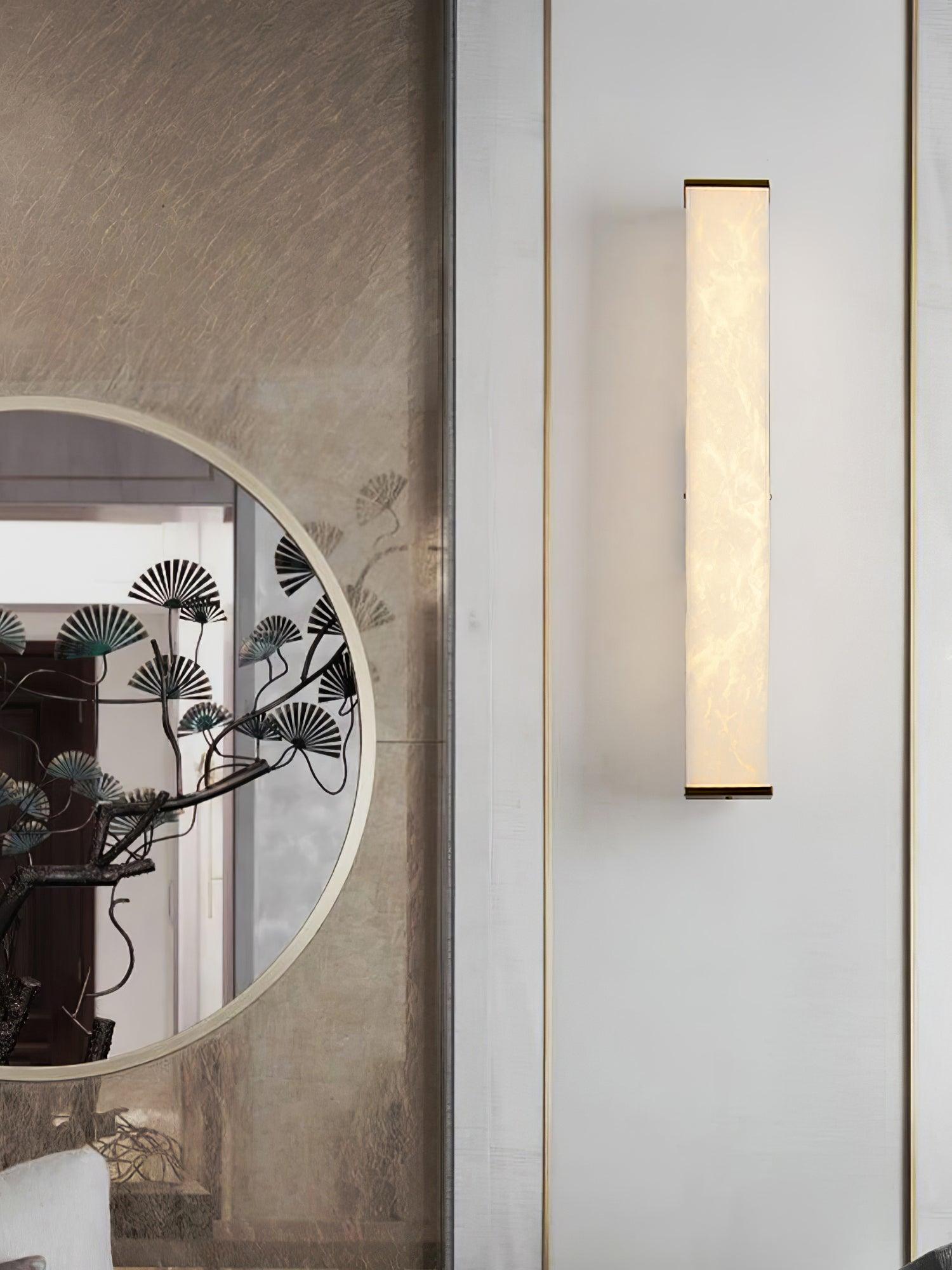 Modern Cuboid Alabaster Wall Light - Minimalist White Stone Sconce for Bedroom, Living Room & Hallway Lighting - Dimmable LED Fixture for Ambient & Accent Illumination