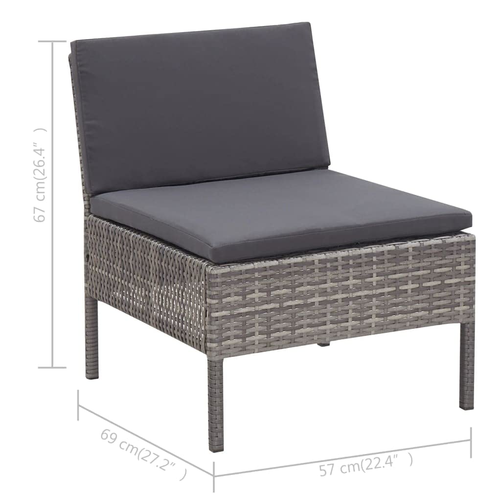Premium 3-Piece Outdoor Lounge Set – Gray Poly Rattan Patio Furniture with Thick Cushions | Weather-Resistant, Lightweight & Easy to Clean | Perfect for Backyard, Poolside or Garden Relaxation