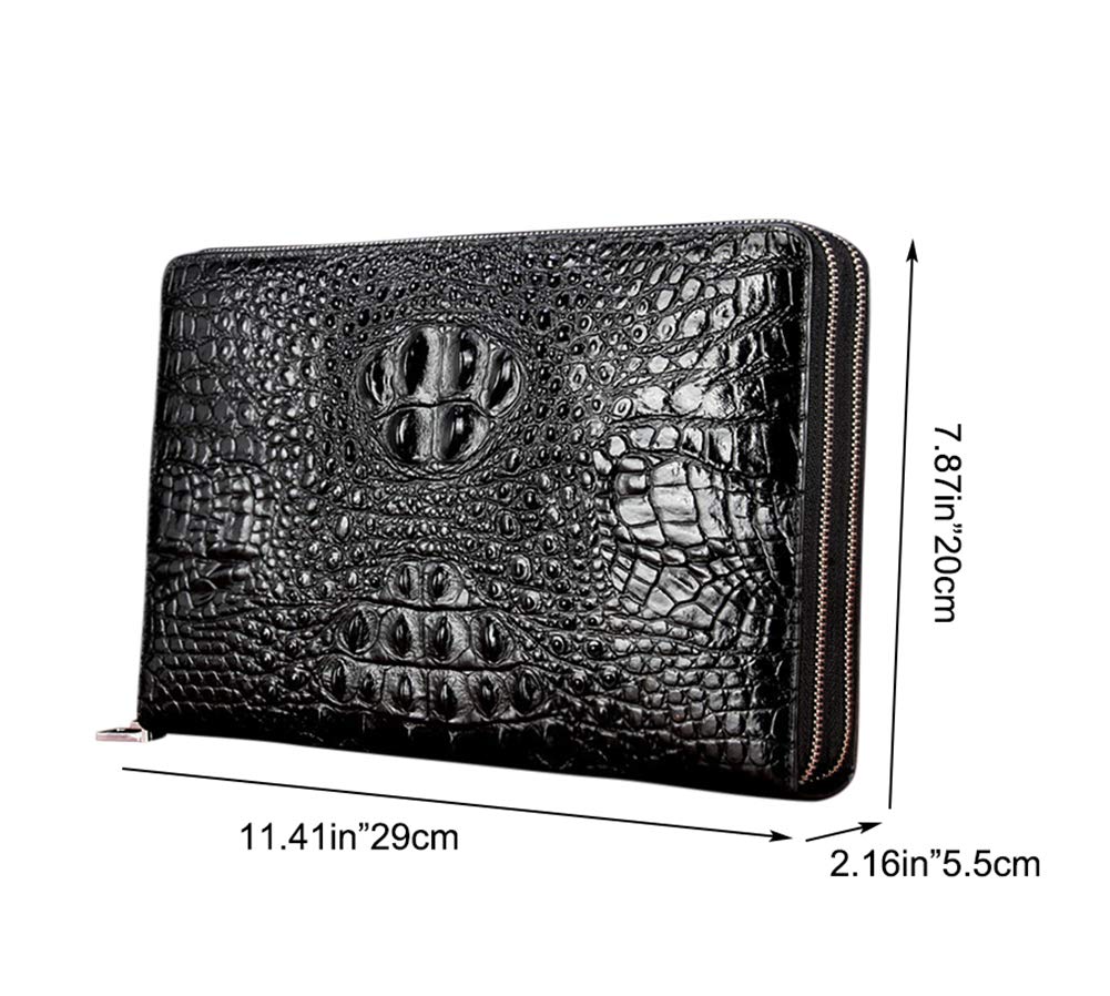 Men's Crocodile Pattern Leather Clutch Bag - Large Capacity Business Wallet Purse for Work, Travel & Evening Events