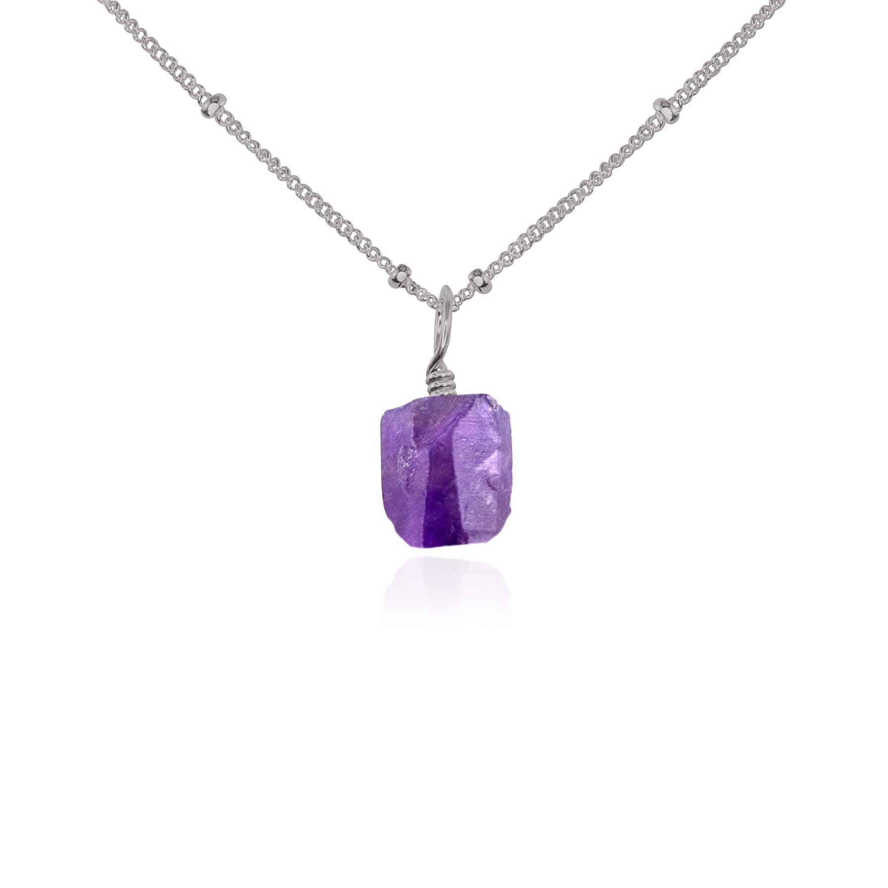 Natural Raw Amethyst Pendant Necklace - Dainty Purple Crystal Jewelry for Women - Perfect for Spiritual Healing, Meditation & Everyday Wear