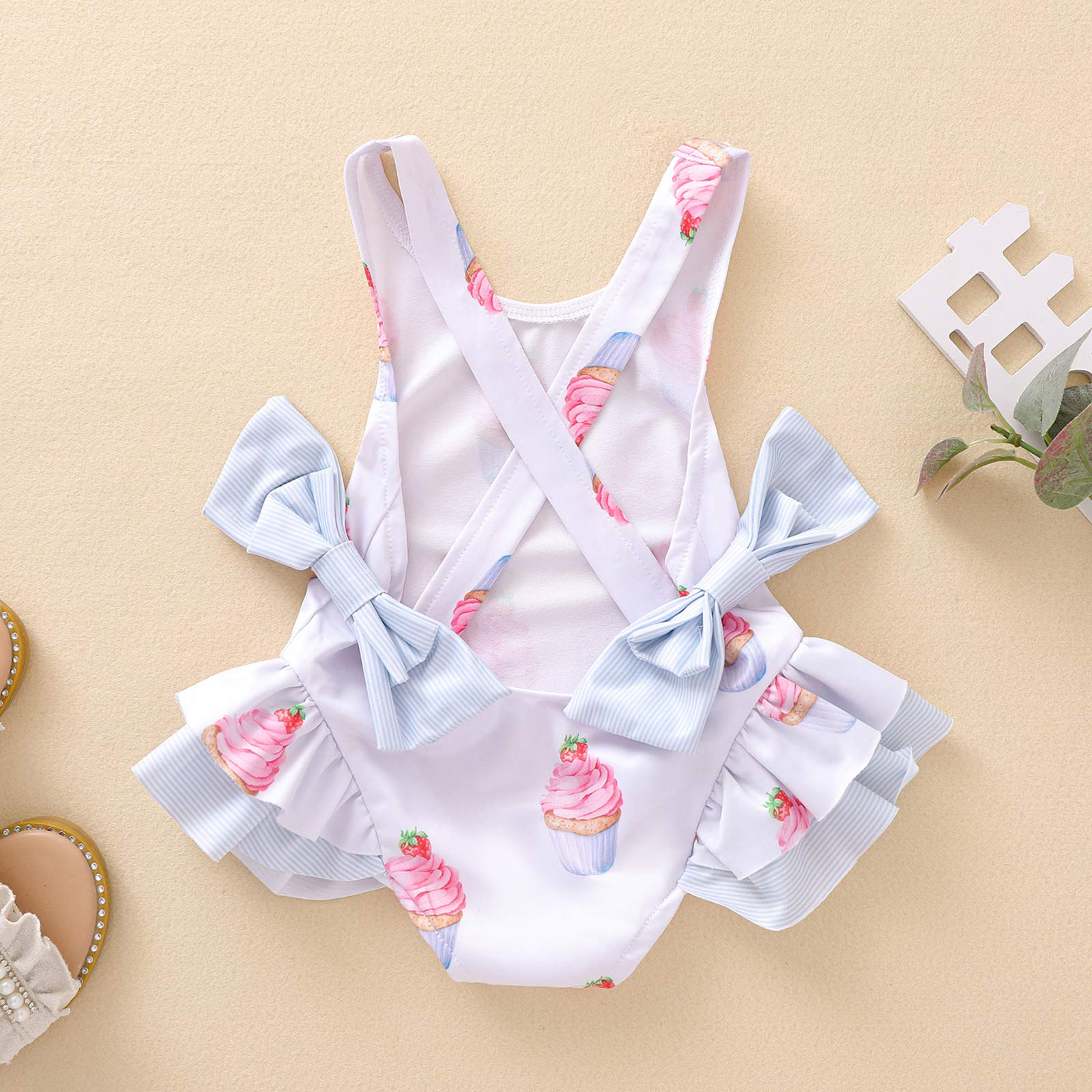 Yccutest Toddler Baby Girl One Piece Swimsuits - Sweet Print Ruffles Bikini with Bowknot Suspender | Beach, Pool & Summer Vacation Outfits