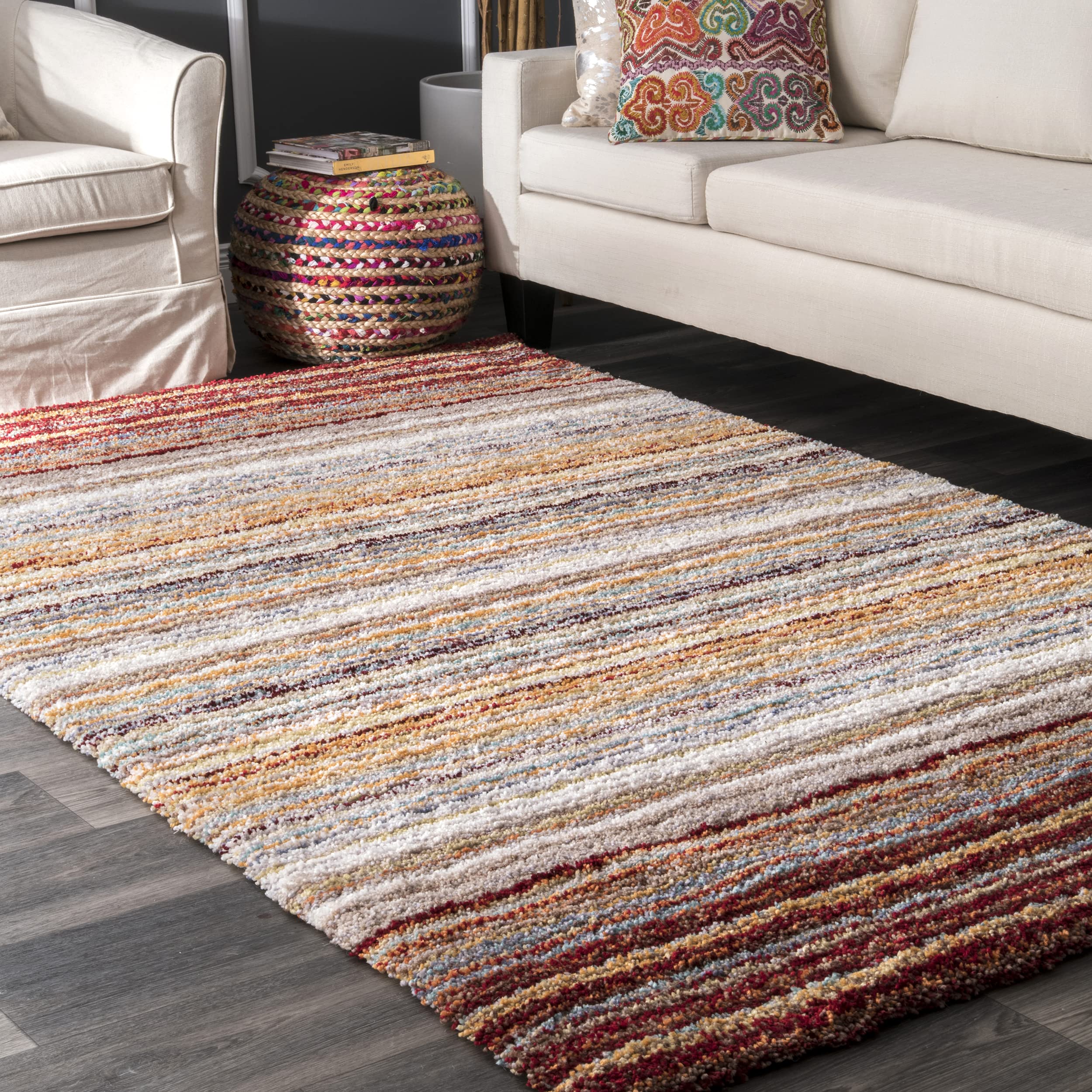 nuLOOM Classie Solid Shag Area Rug 5x8 Feet, Red Multi - Soft Plush Living Room Carpet for Bedroom, Dorm & Cozy Home Decor