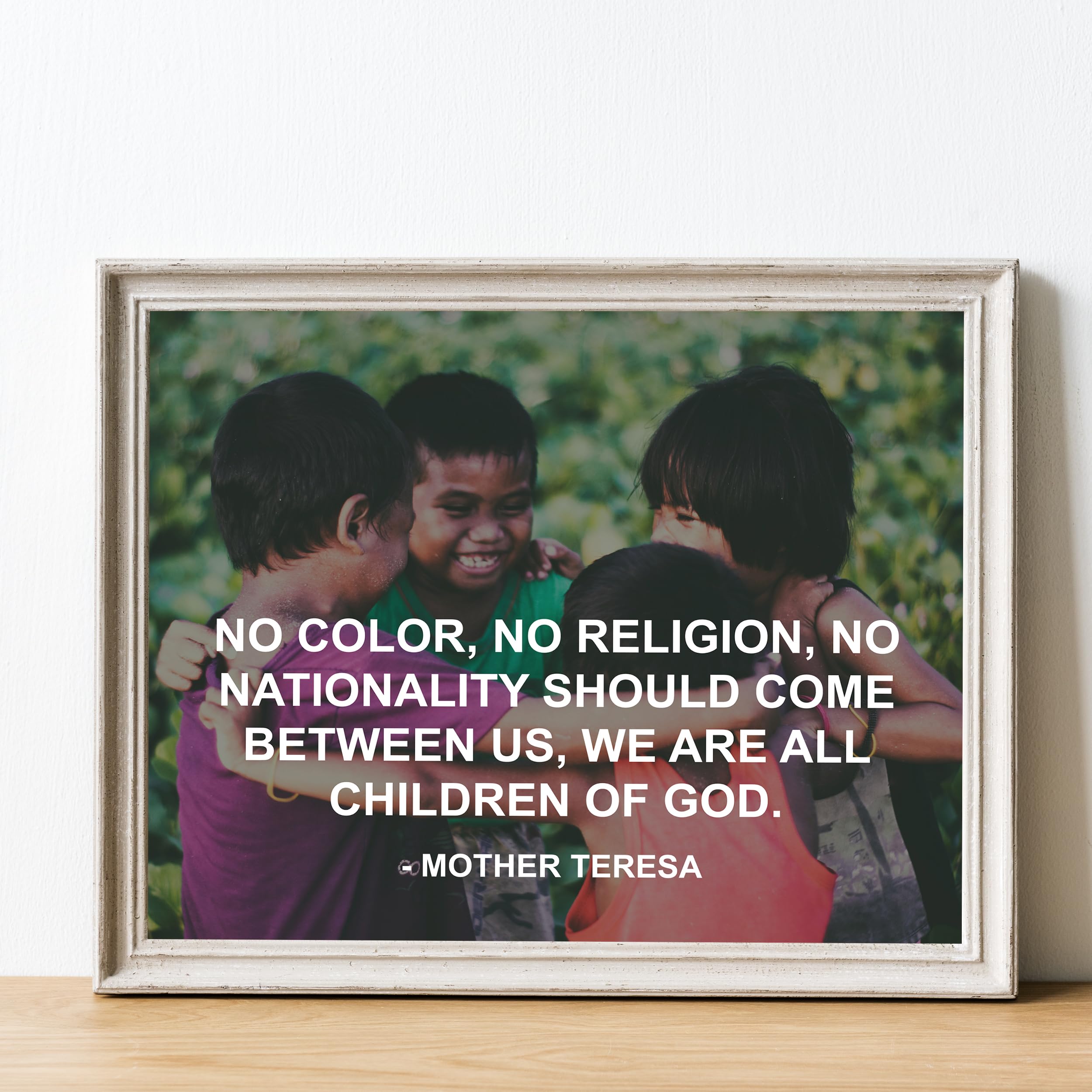 Inspirational Mother Teresa Quote Wall Art - 'We Are All Children of God' Modern Typographic Print for Home, Office, Classroom & Church Decor | Unframed 10x8 | Motivational Gift for Faith-Based Spaces & Spiritual Inspiration