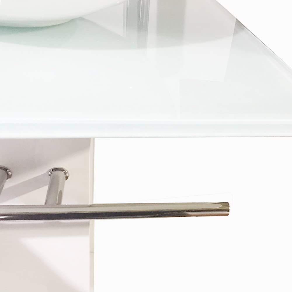 23 Inch White Bathroom Vanity Set with Wooden Pedestal, Tempered Glass Top & Ceramic Vessel Sink - Includes Faucet and Drain (Perfect for Modern Bathrooms & Small Spaces)