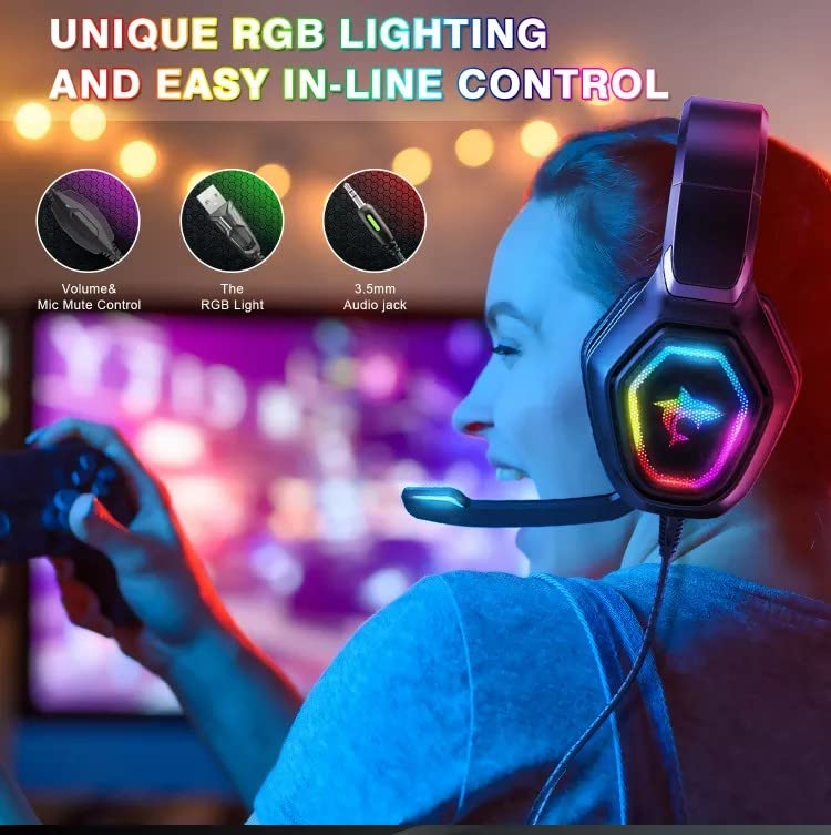 Premium Black Universal Gaming Headset with Noise-Canceling Mic - Over-Ear Headphones with Deep Bass & Surround Sound for PC, Xbox, PS5, Mac - Perfect for Nintendo NES Games & Long Gaming Sessions - Ideal for Competitive Gaming, Streaming & Home Entertainment