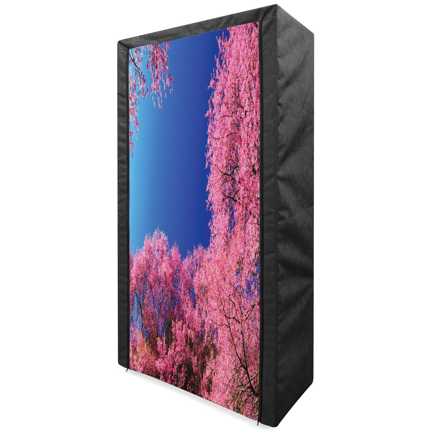 Ambesonne Floral Portable Fabric Wardrobe - Cherry Blossom & Sunny Sky Design, 33.5