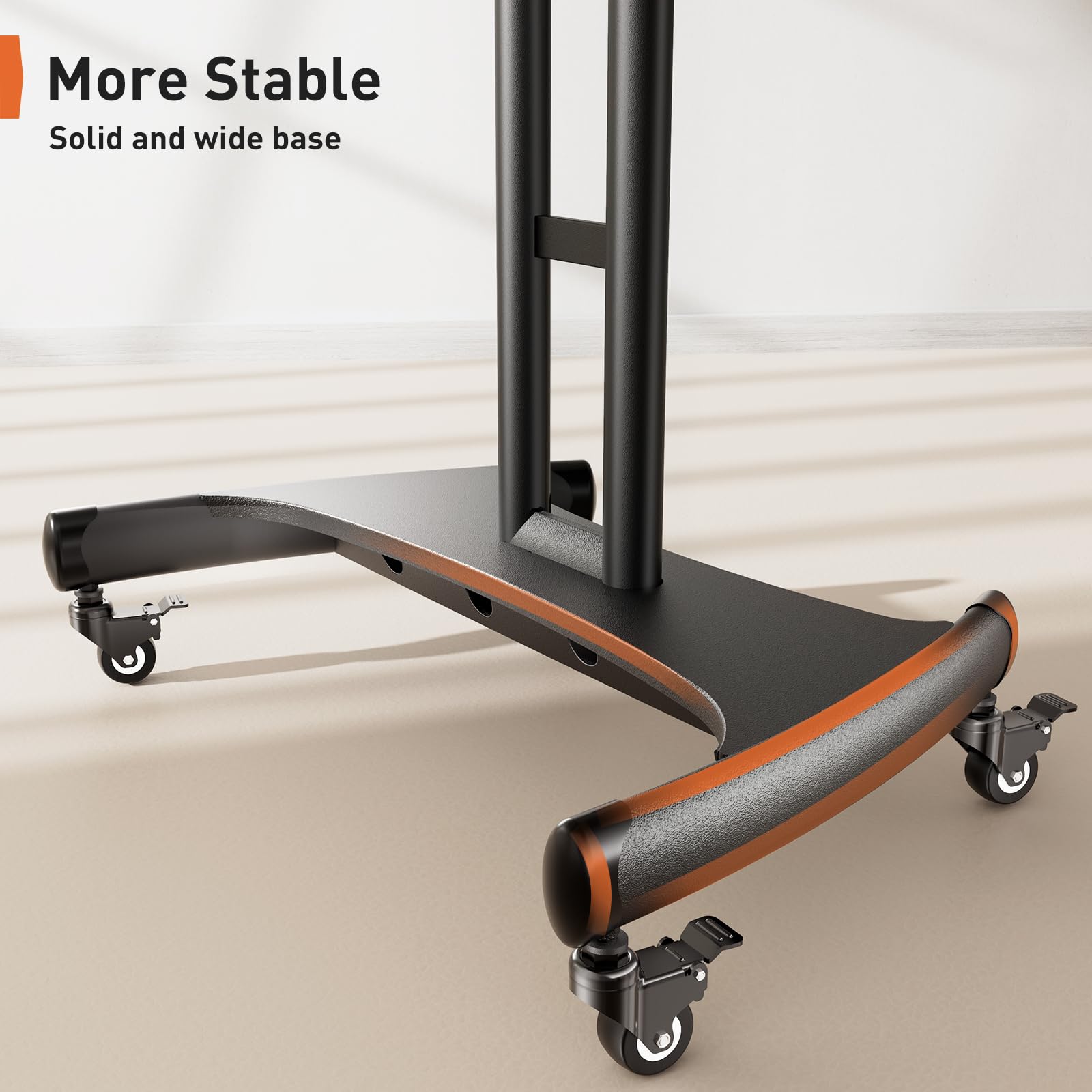 Perlegear Mobile TV Cart for 32-83 Inch Flat/Curved LED/LCD/OLED TVs - Adjustable Height Rolling TV Stand with Wheels, Max VESA 600x400mm & 100lbs Capacity - Perfect for Living Room, Bedroom, or Outdoor Entertainment Spaces